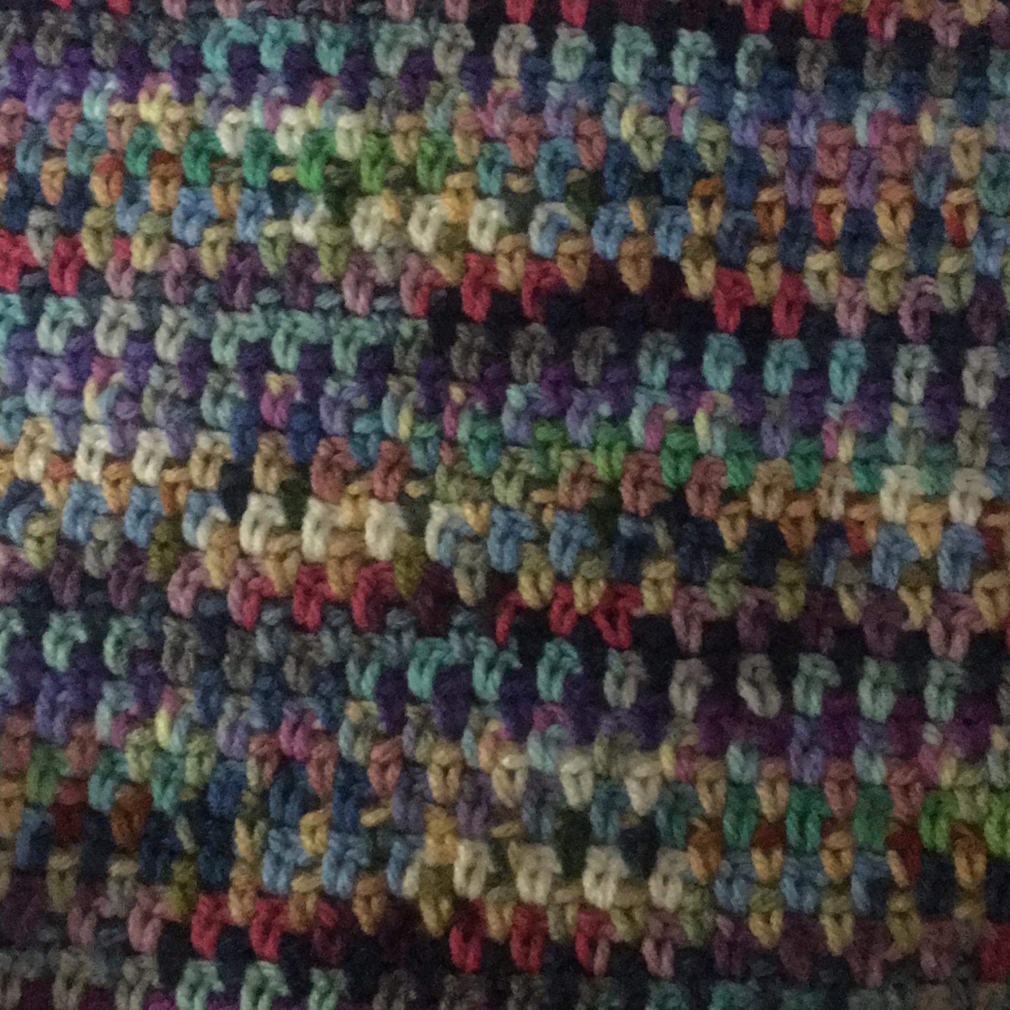 Moss stitch with multiple skeins of variegated yarn. r/tensionporn