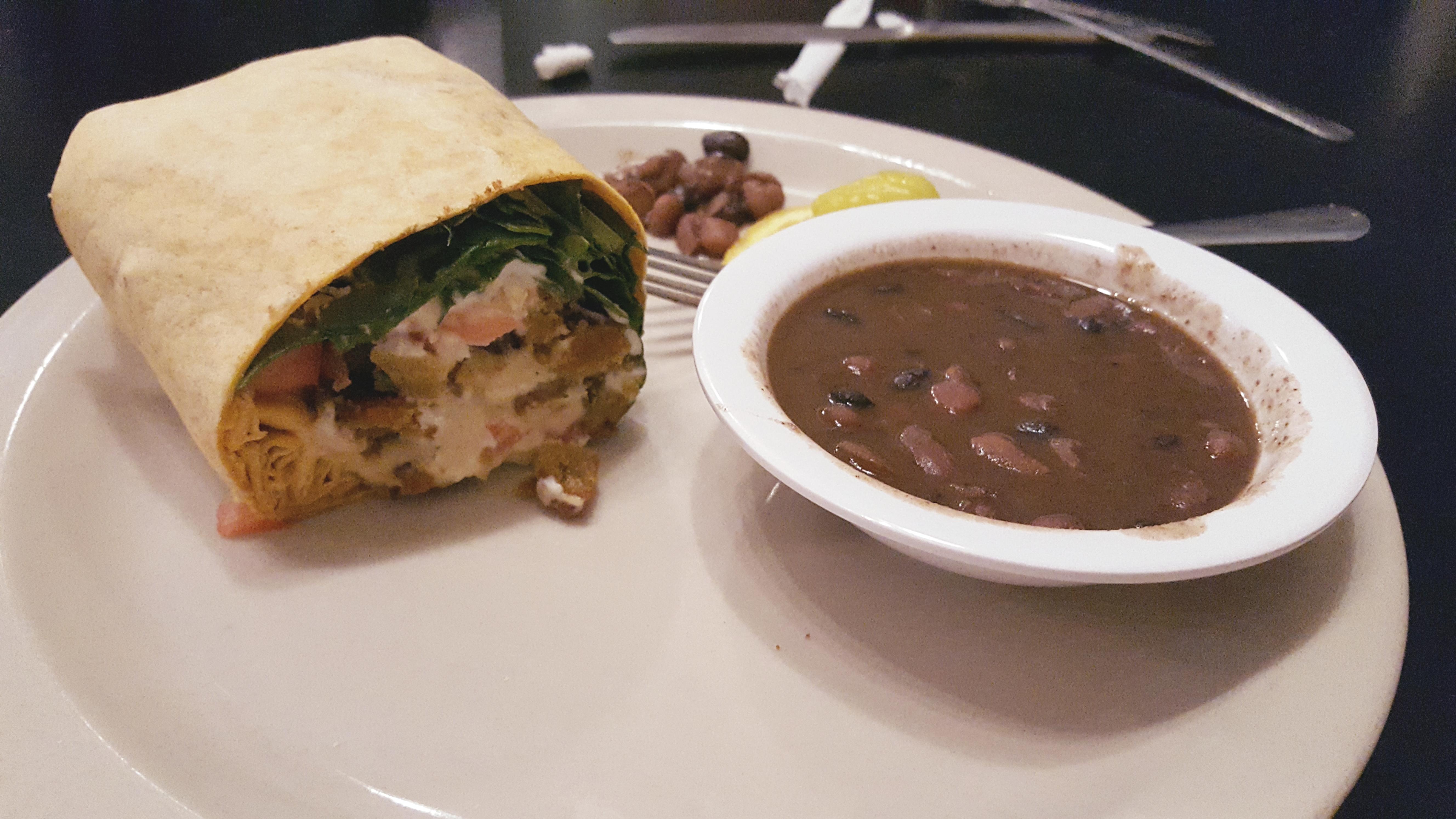 Falafel burrito and refried beans r/vegetarian