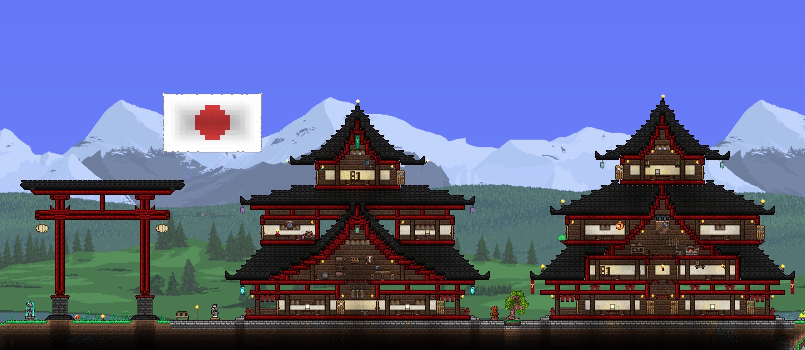 This is my first decent Terraria build some japanese architecture