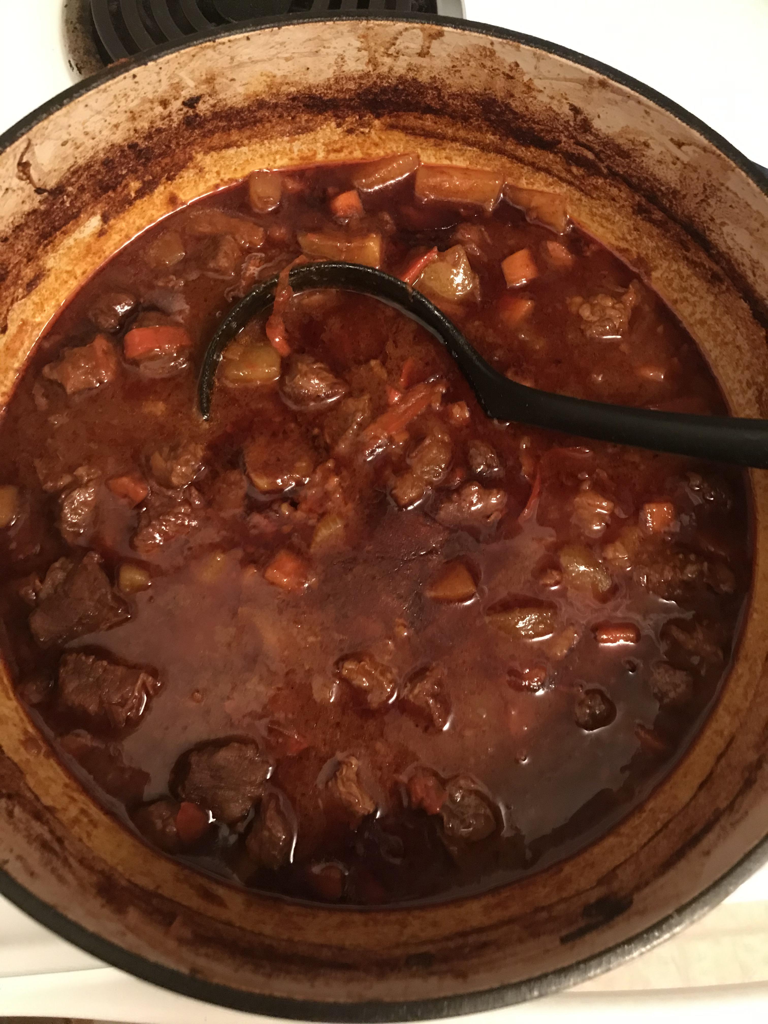 Kenji’s traditional Goulash recipe from Serious Eats, in the ol’ Dutch