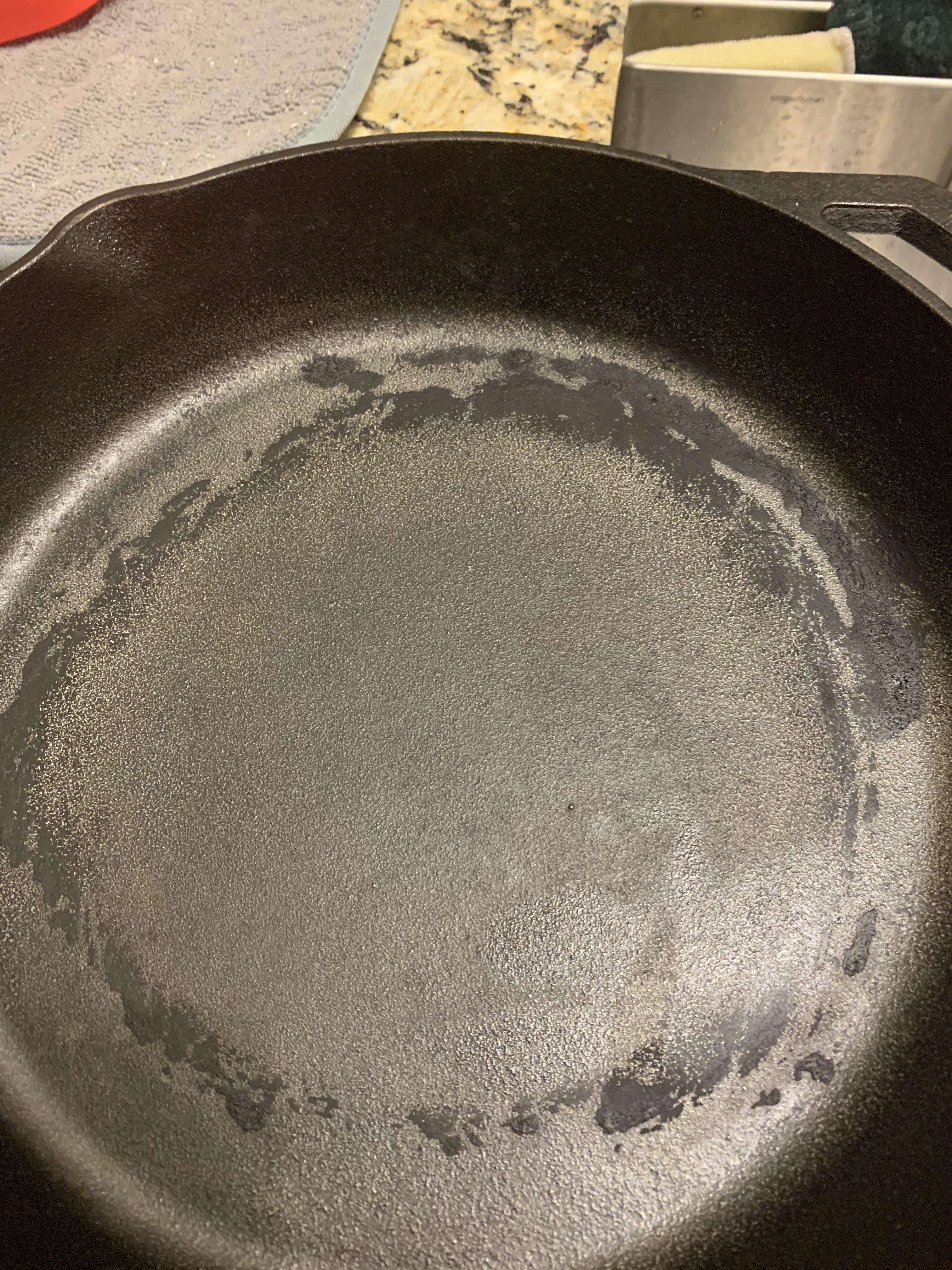 Not sure what to do with these black stain/burned food on the cast iron. Somebody give me a