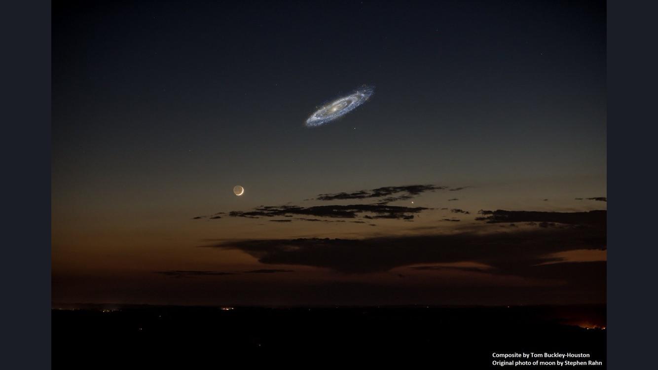 Andromeda is 6x bigger in the sky than the moon. Here's Andromeda's