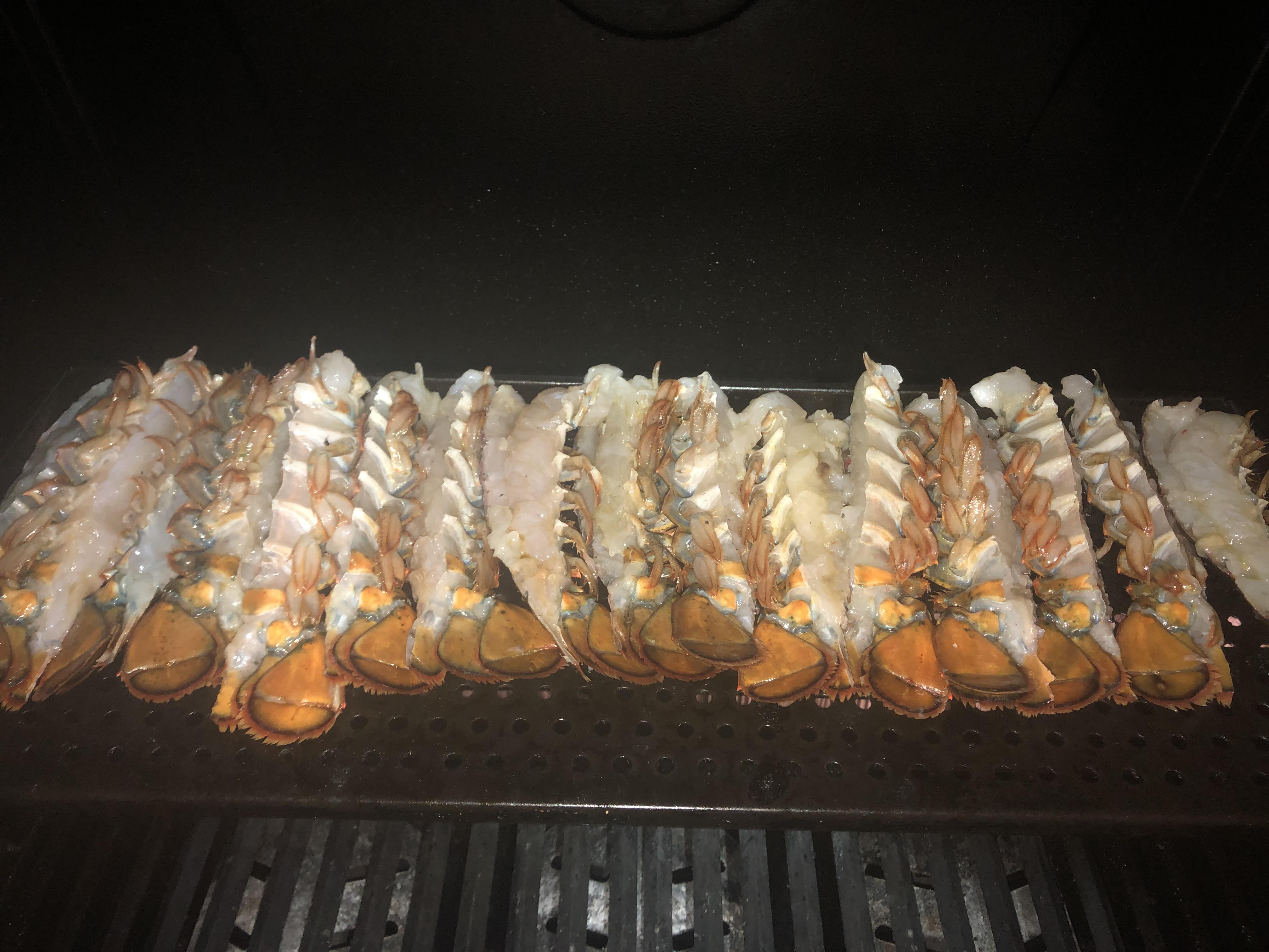 Grilled lobster tails split down the middle, also from Costco r/grilling