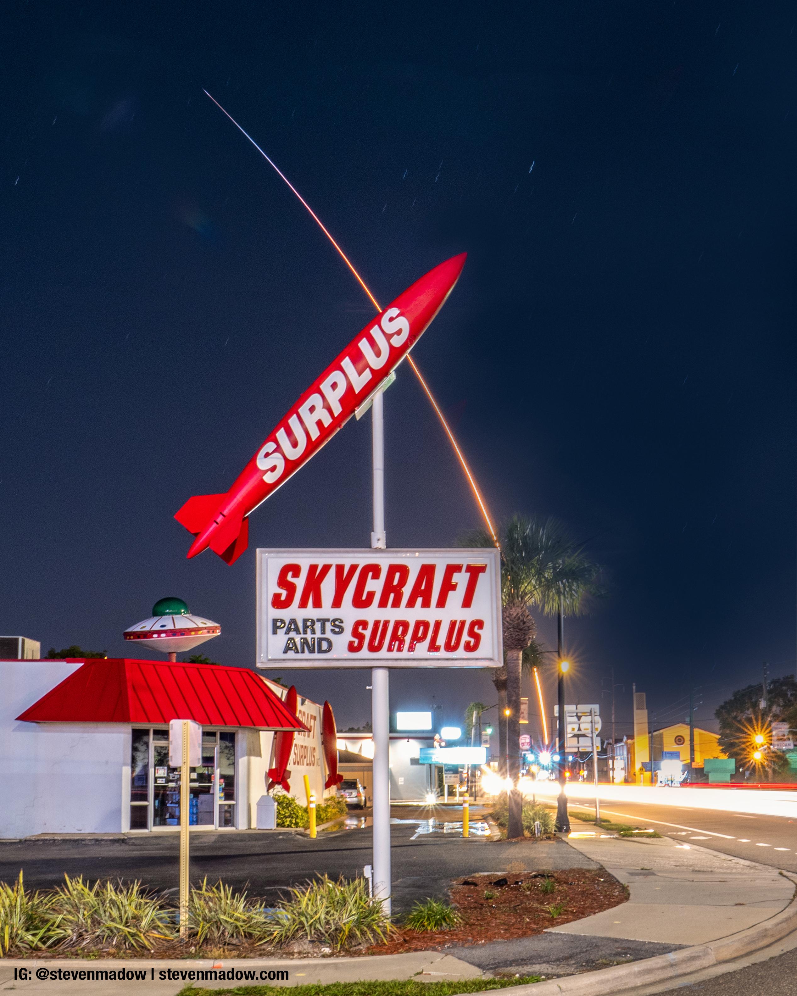 Iconic Skycraft store in Winter Park with SpaceX rocket launch r/orlando