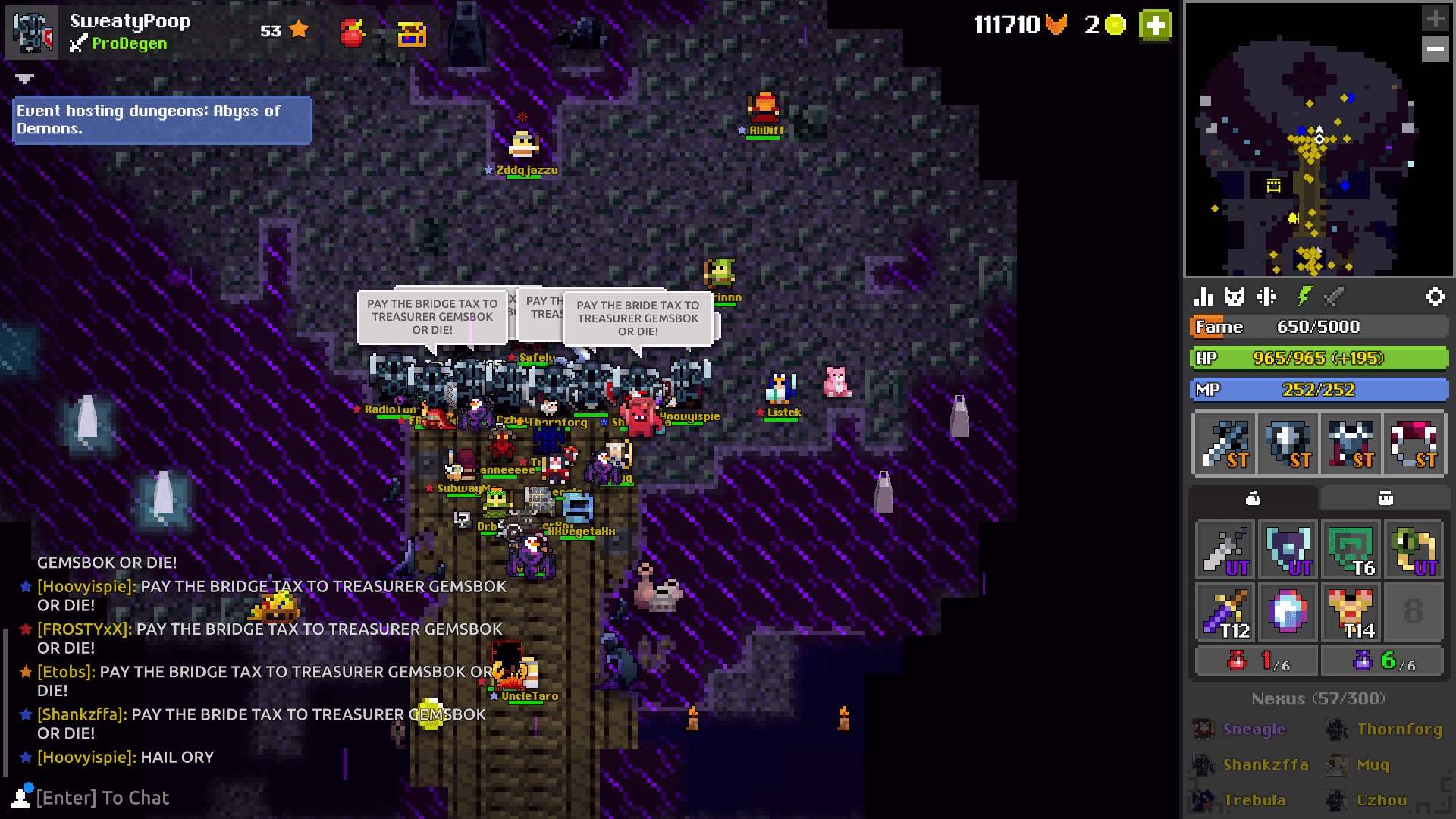 PAY THE BRIDGE TAX TO TREASURER GEMSBOK OR DIE! r/RotMG