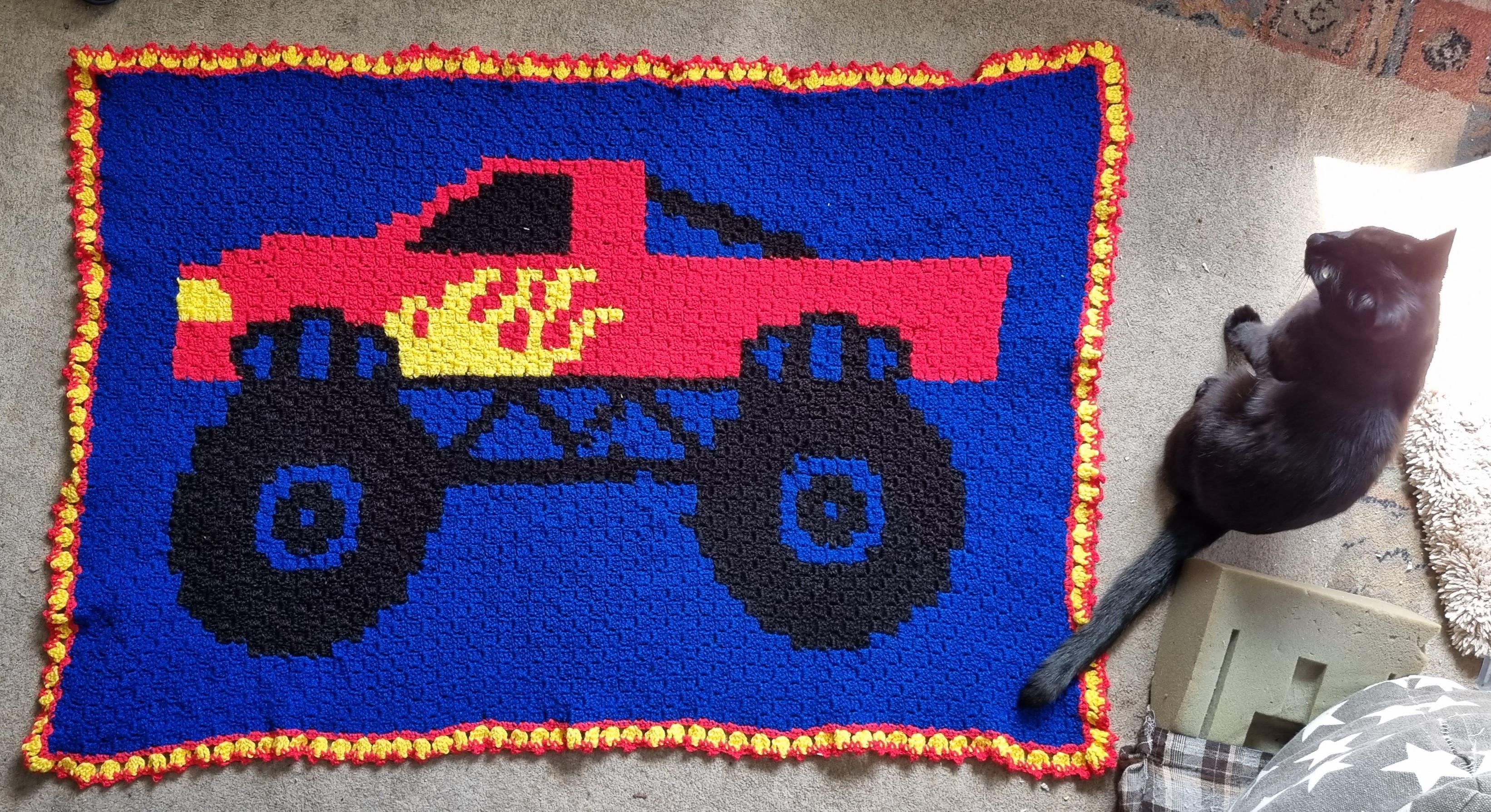 Monster truck small blanket r/CrochetBlankets