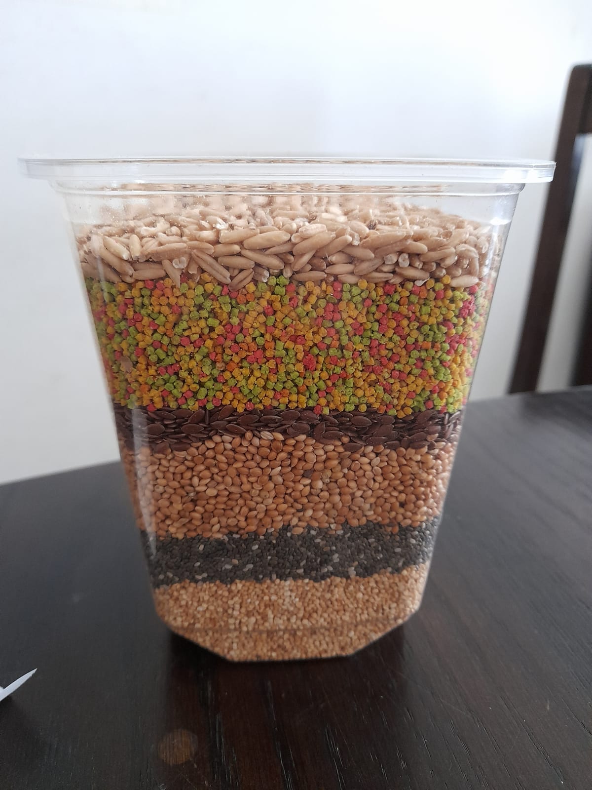 hey guys. rate my homemade bird food mix. , any tips on how to improve it are appreciated. (also