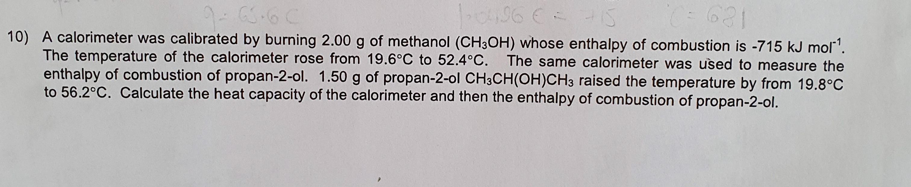 High school Calorimetry q=mct and q/mol r/chemistryhelp