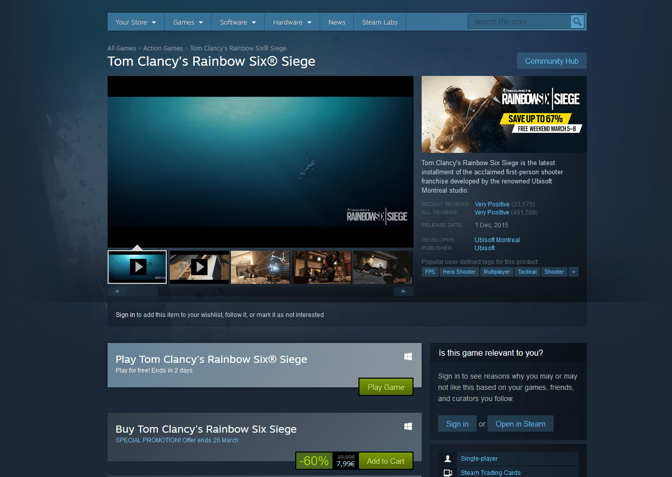 Try Tom Clancy's Rainbow Six Siege now over the Weekend for free! After