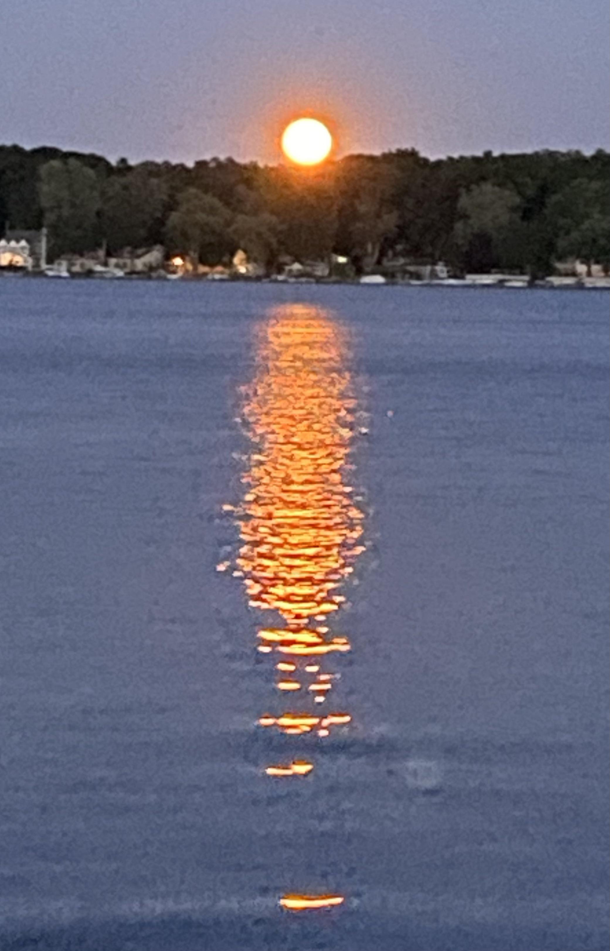 Full Moon Rise on Baseline Lake, Pinckney, MI 8/11/22 r/Michigan