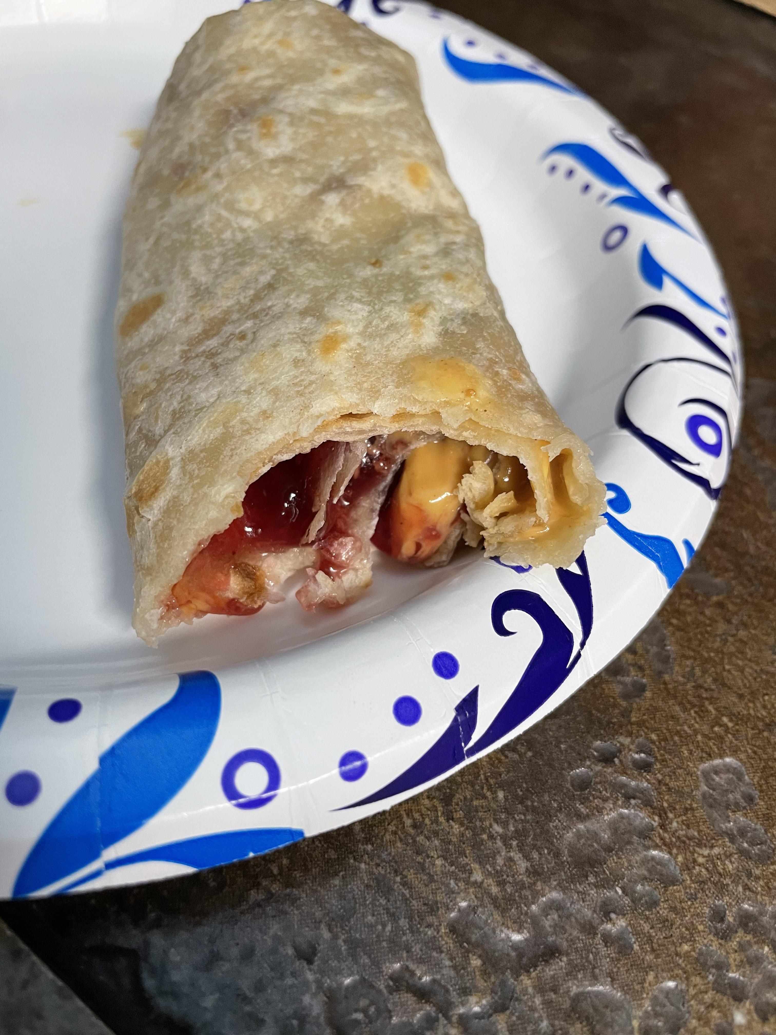 Peanut butter and jelly burrito. For my health r/ShittyVeganFoodPorn