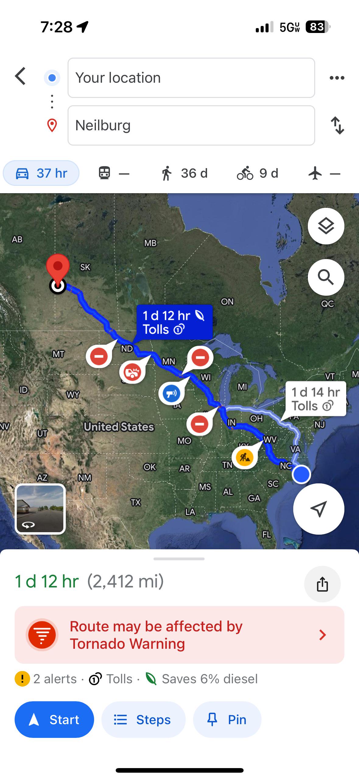 NC to Neilburg r/roadtrip