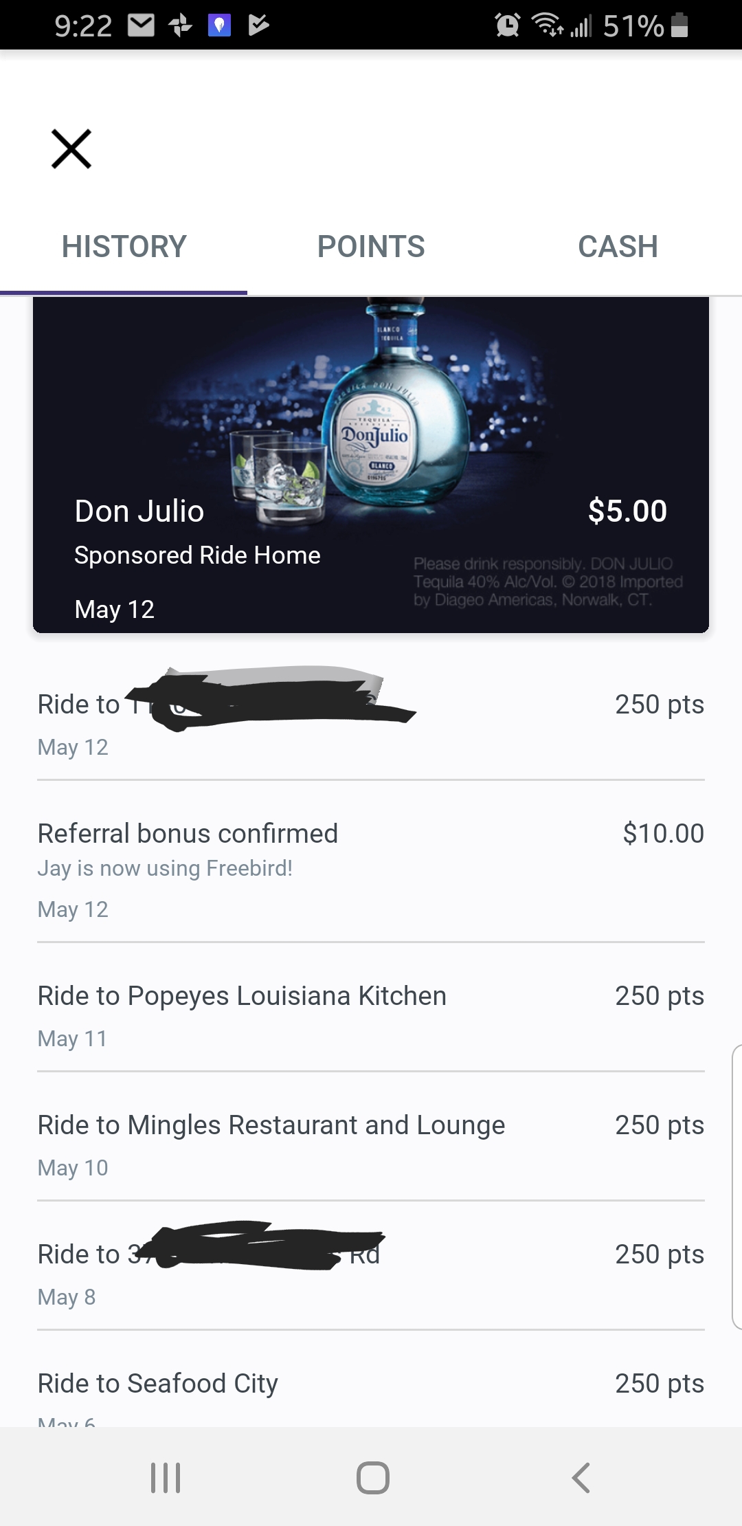 Free (30) Uber/Lyft Ride with the Freebird App. Connect the App to ur Uber/Lyft accounts. AND