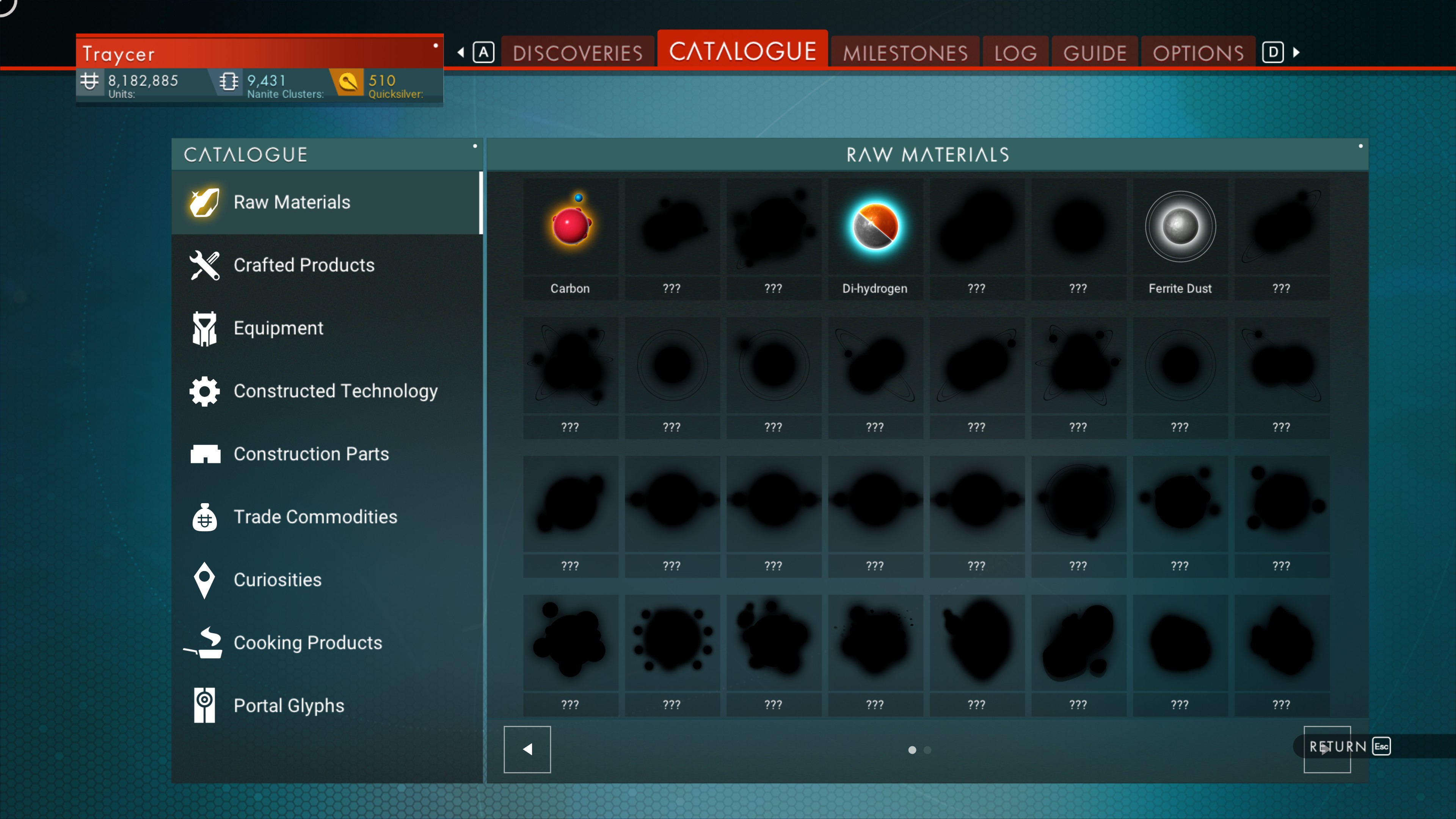 Lost all raw materials catalogue when reinstalling NMS via Steam on new