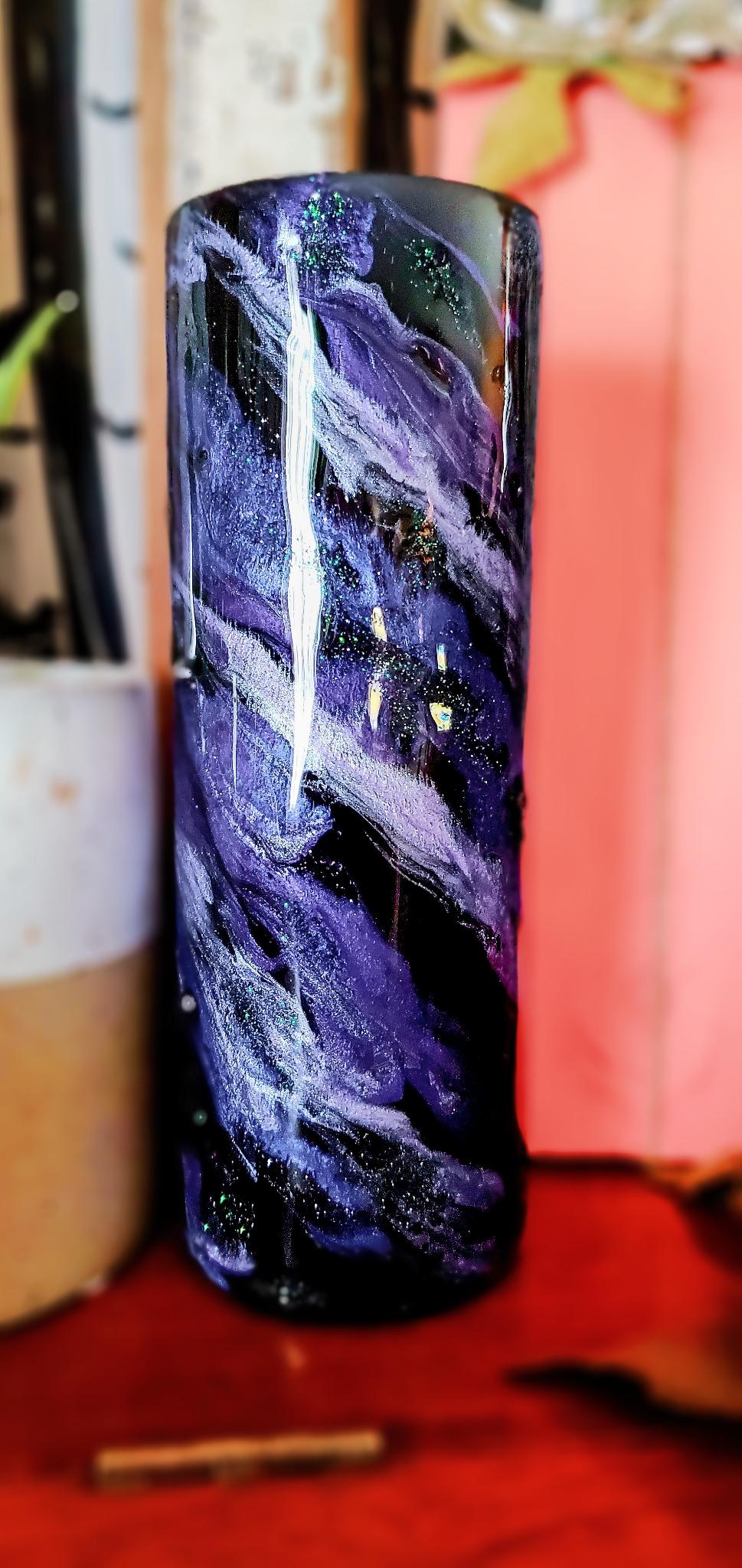 My first Galaxy tumbler with mica powder and glitter r/epoxytumblers