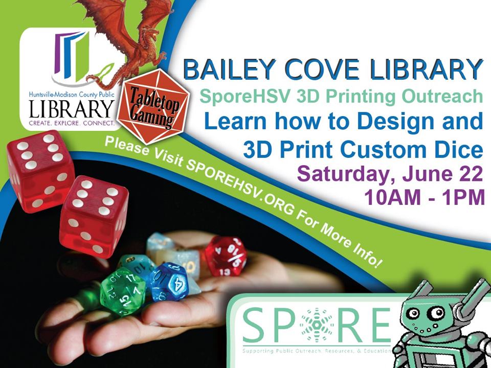 Free HSV Event Learn to Model & 3D Print Custom Tabletop Dice at