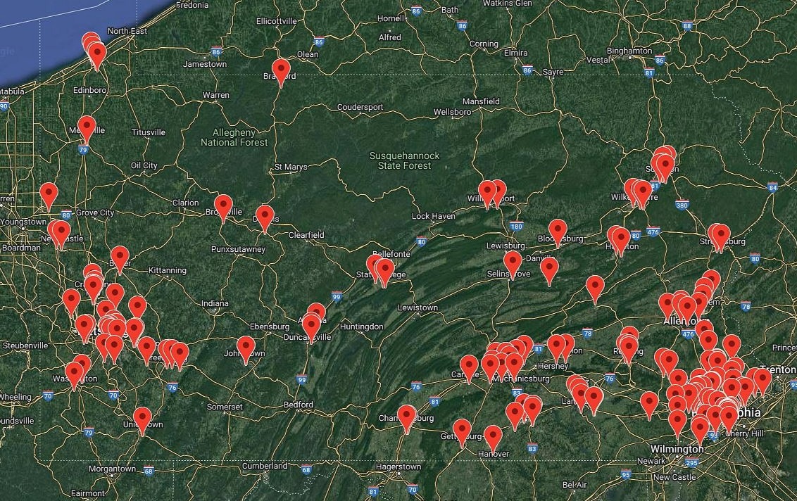 Here's a current look at the map of all operational PA dispensary