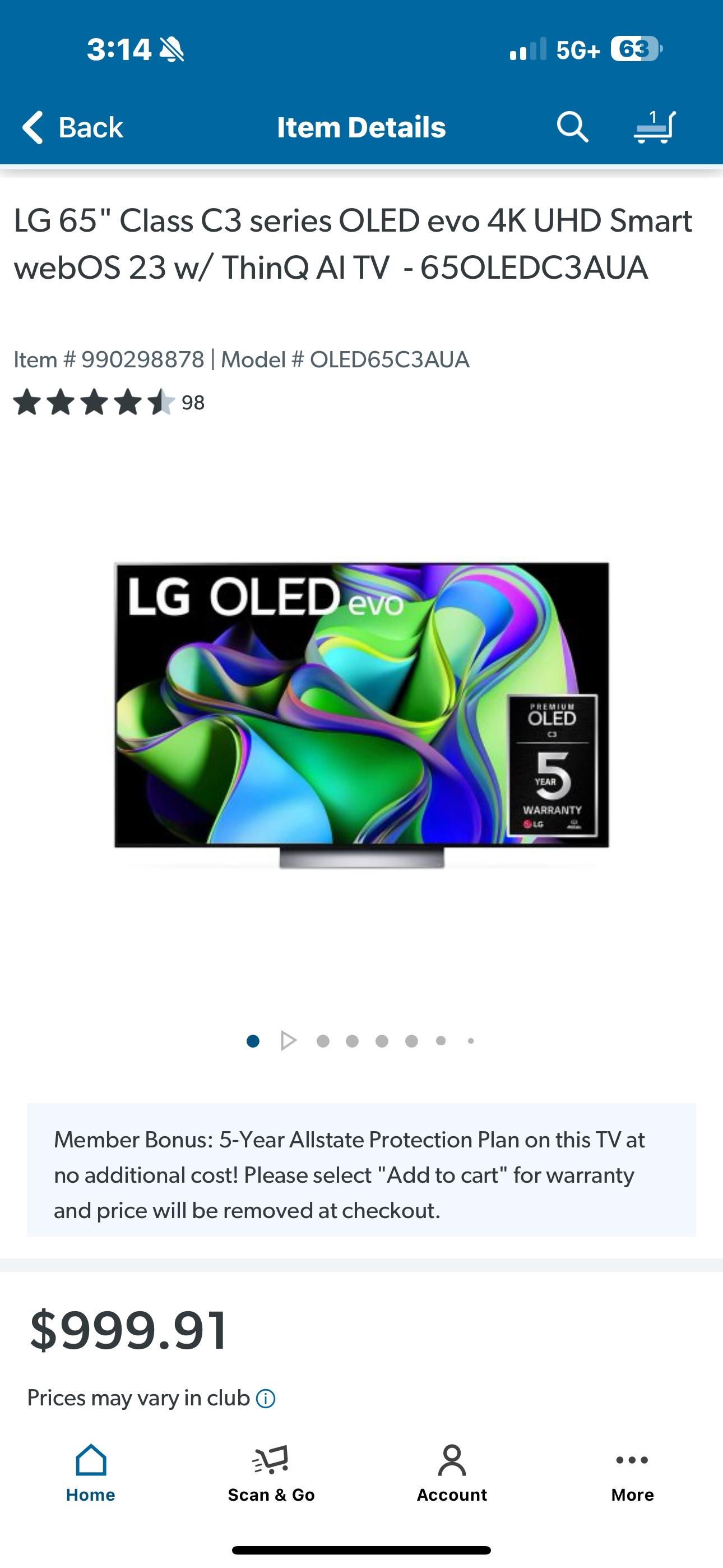 LG C3 OLED at Sam’s Club 999 r/LGOLED
