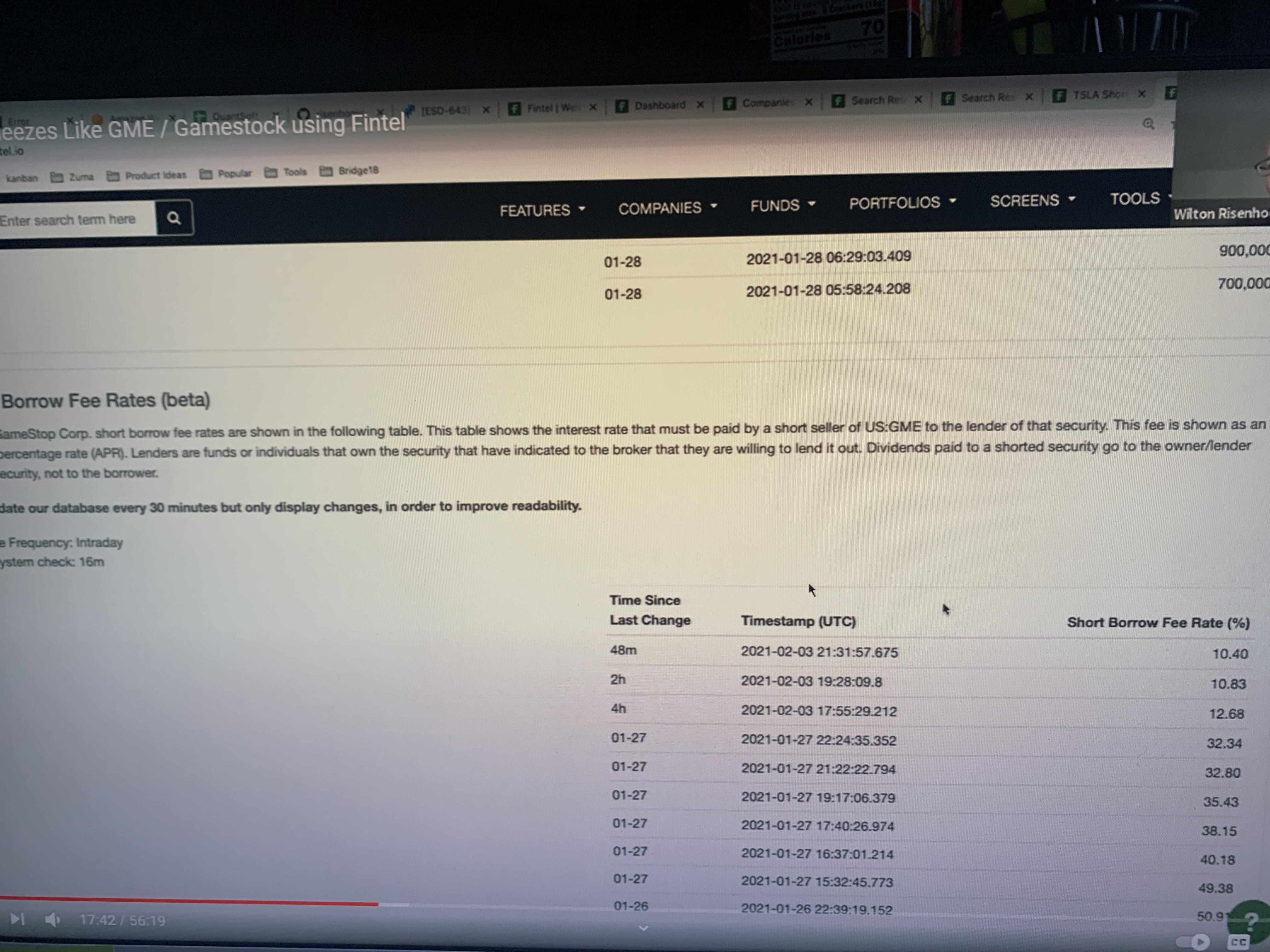 Fintel Short Borrow Fees r/amcstock