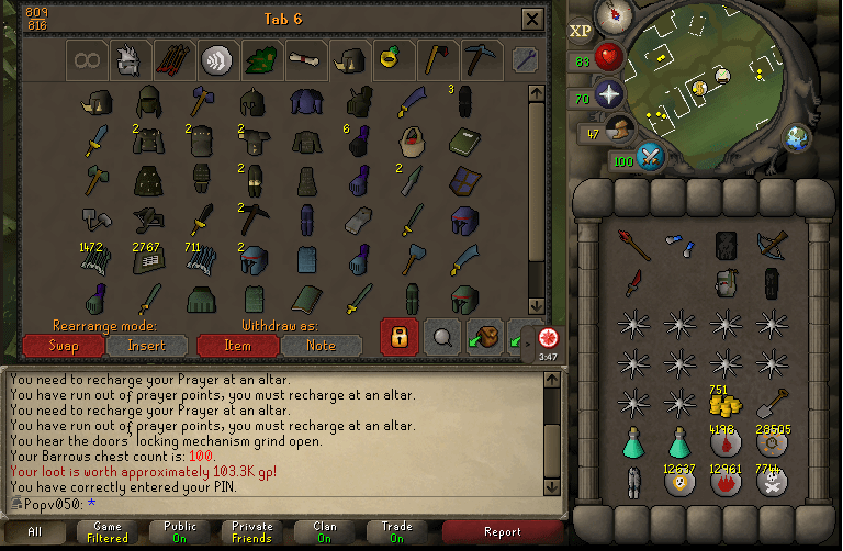 100 Kc 17 Items Ironman Barrows r/2007scape