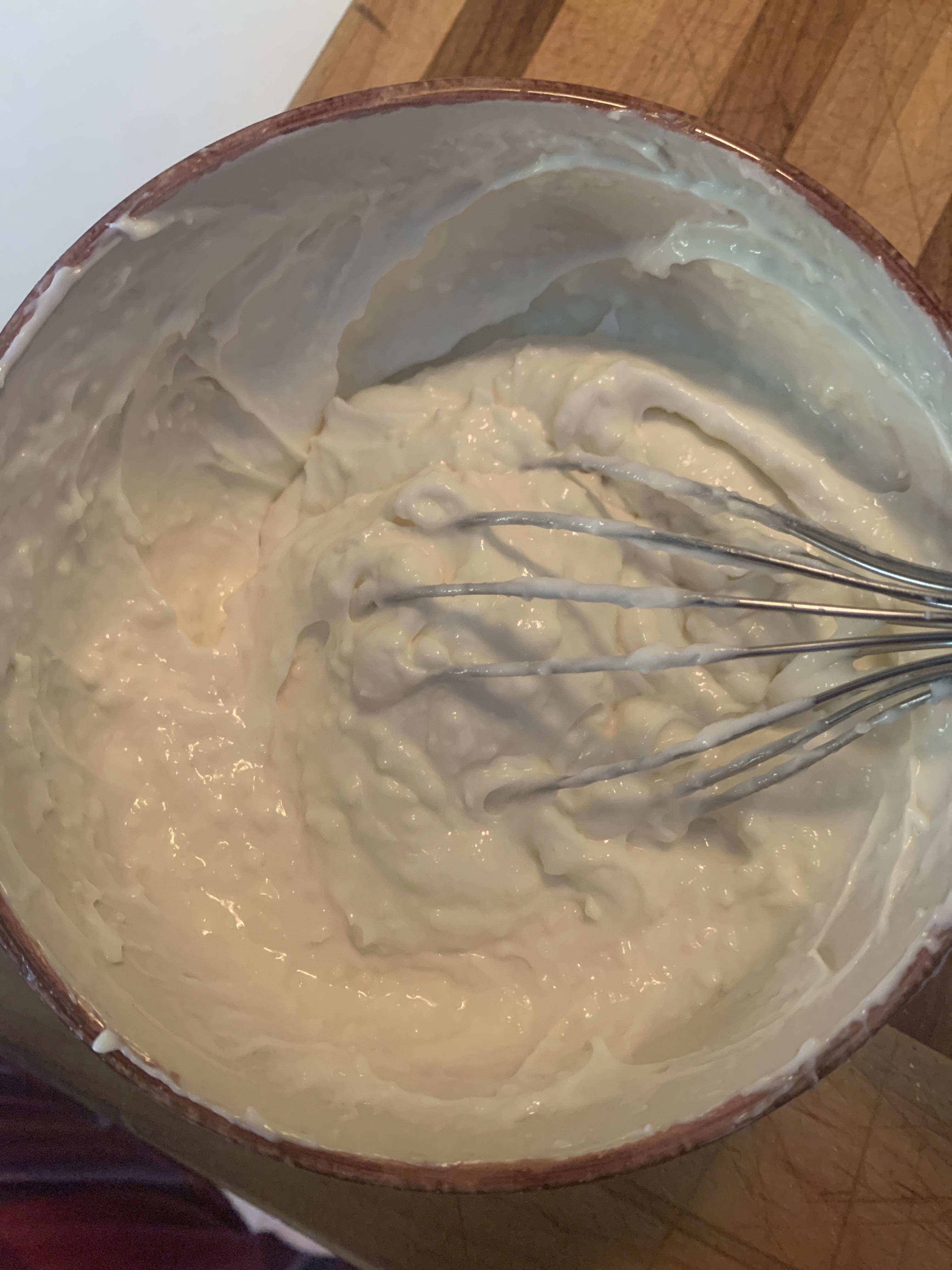 Anyone know how long I have to hand beat cream cheese and sugar for the