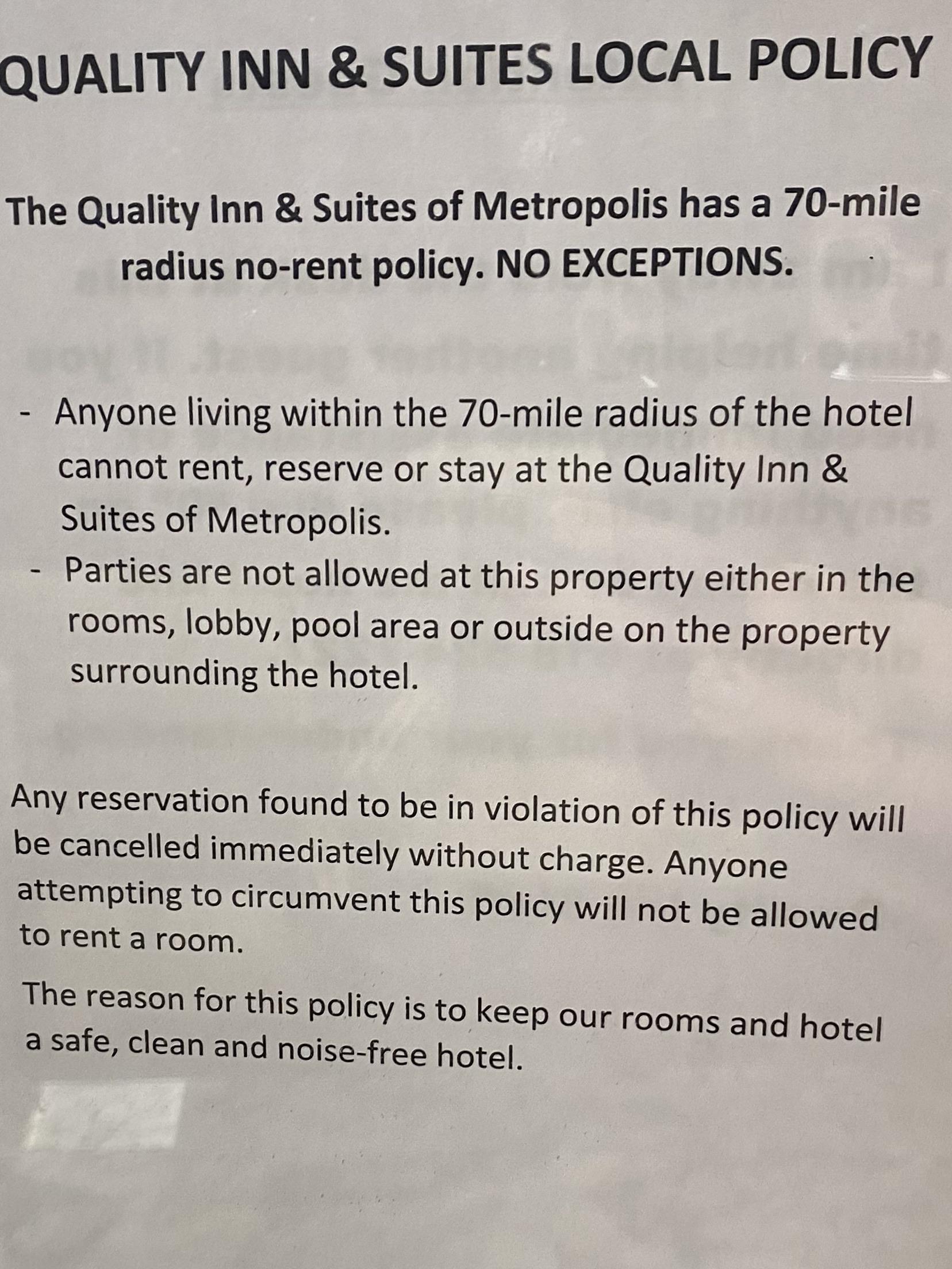 Cannot stay at this hotel if you live within 70 miles of it r