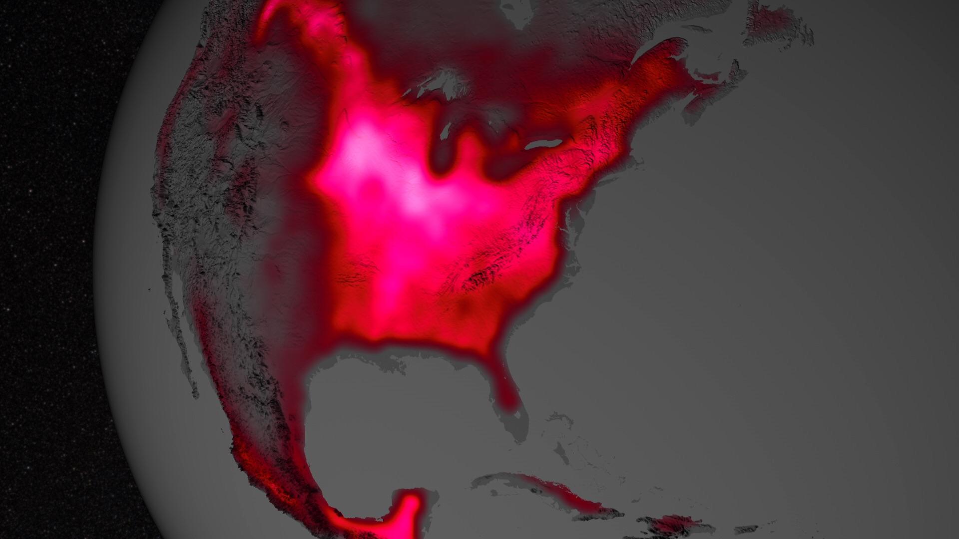 Photosynthesis of the US corn crop. At the peak of the growing season