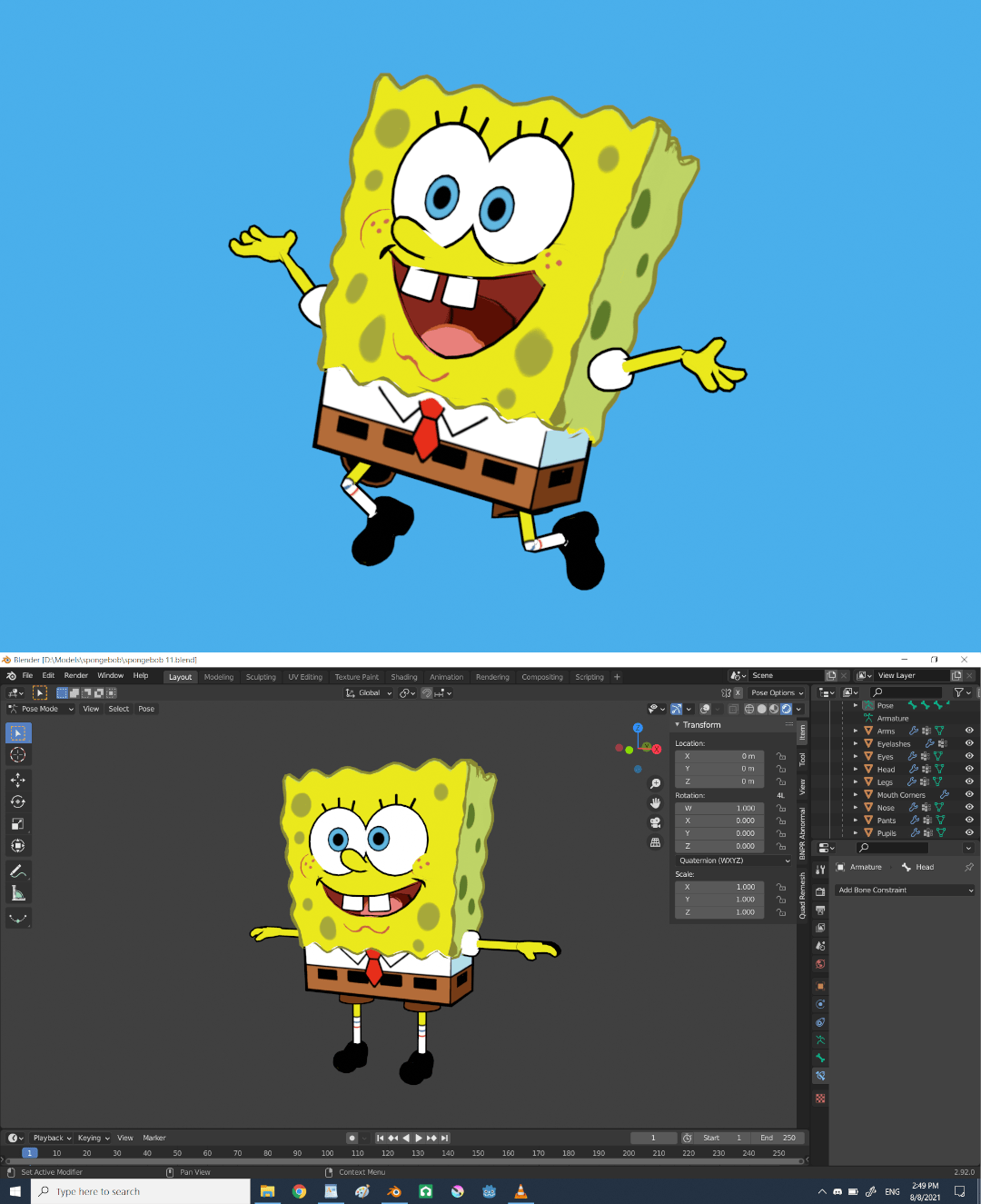 Made a Spongebob model! r/blender