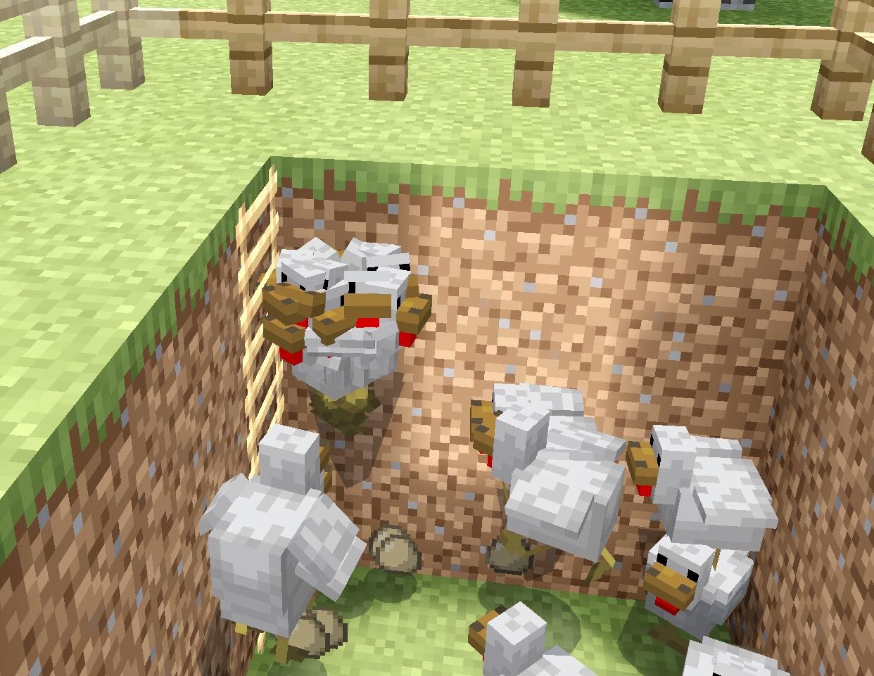 Started a new survival world and made a chicken pit and this