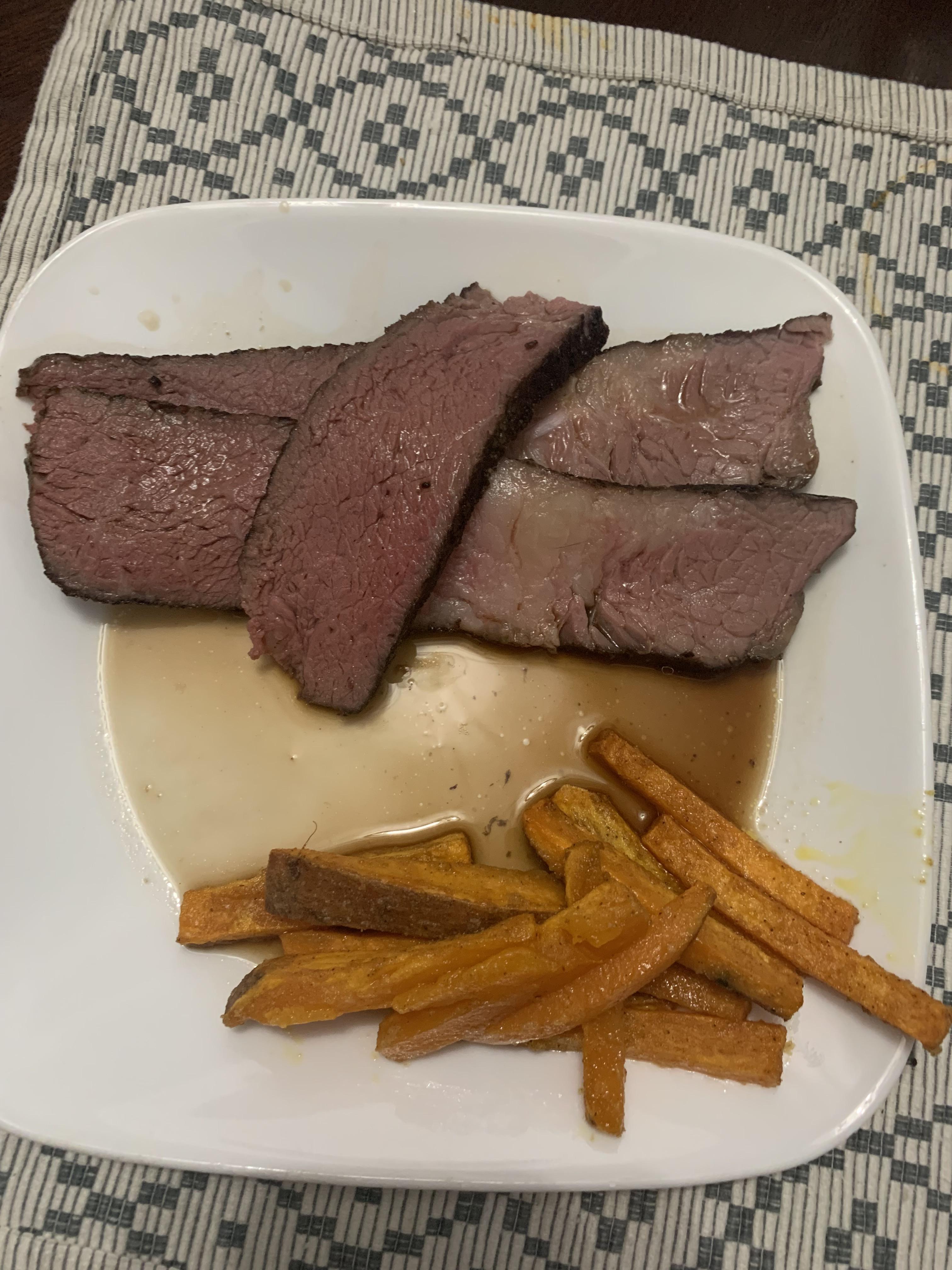 Chuck Roast. 135 for 30 hours. Seared in avacado oil and topped with au