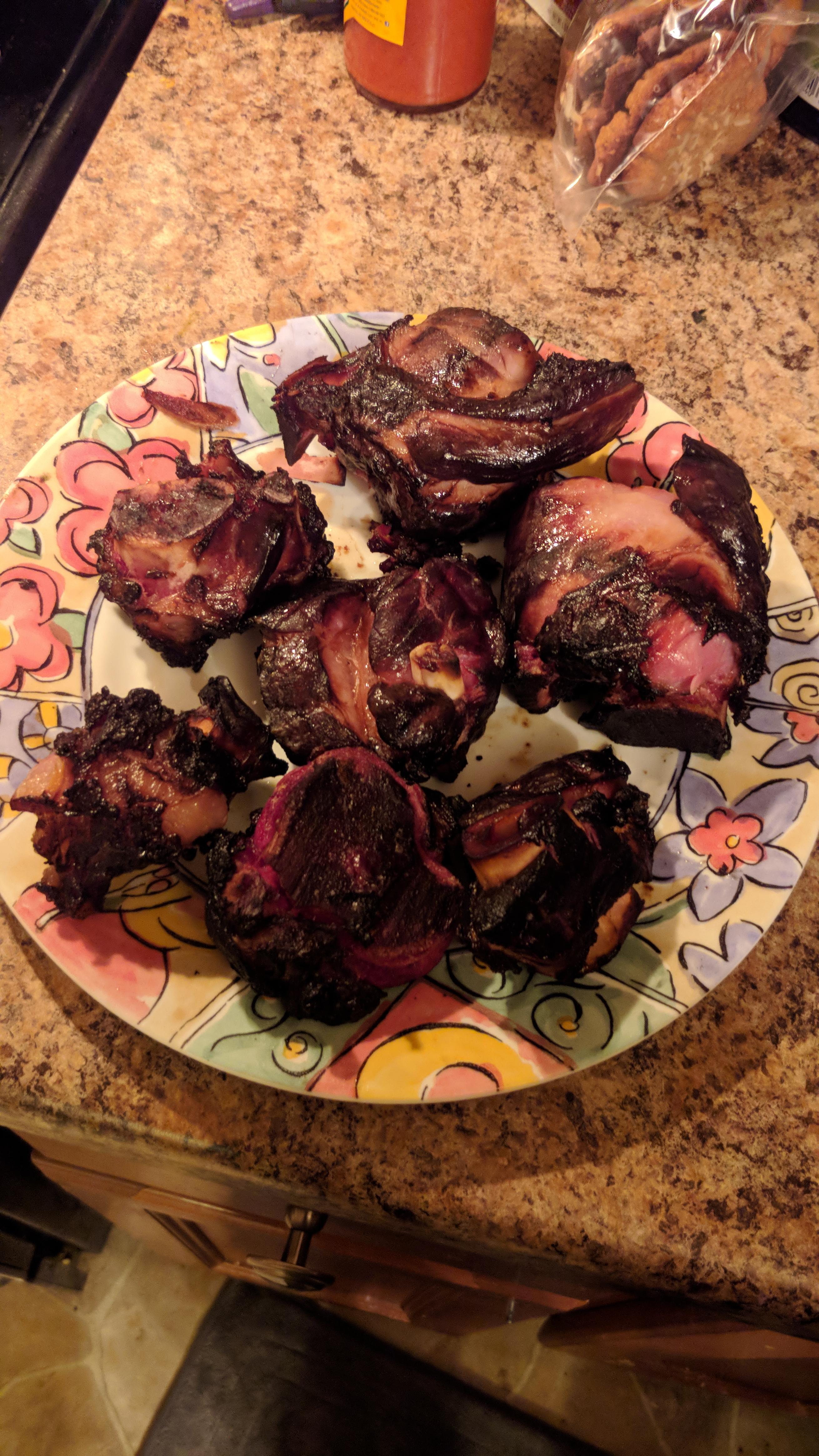 Brined smoked ham hocks. Brined with pink curing salt for a whole week