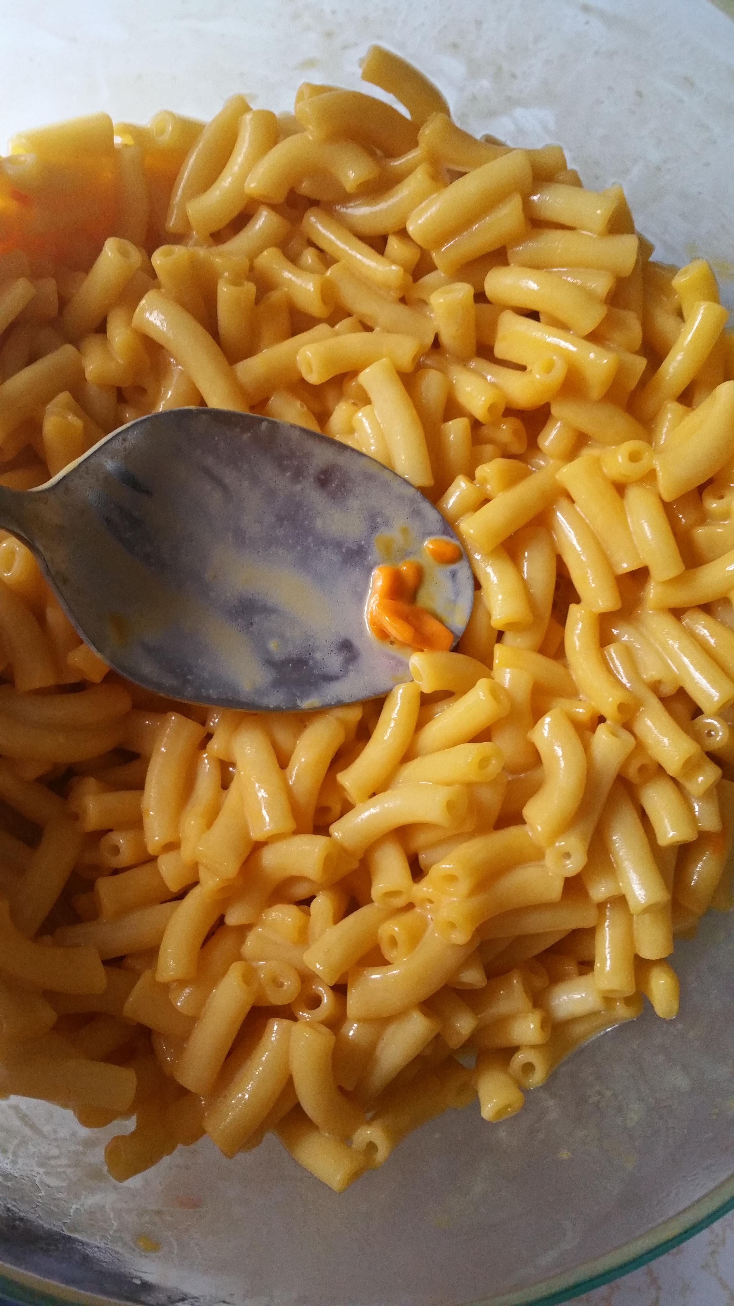 When you're eating mac & cheese and bite into a clump of cheese powder