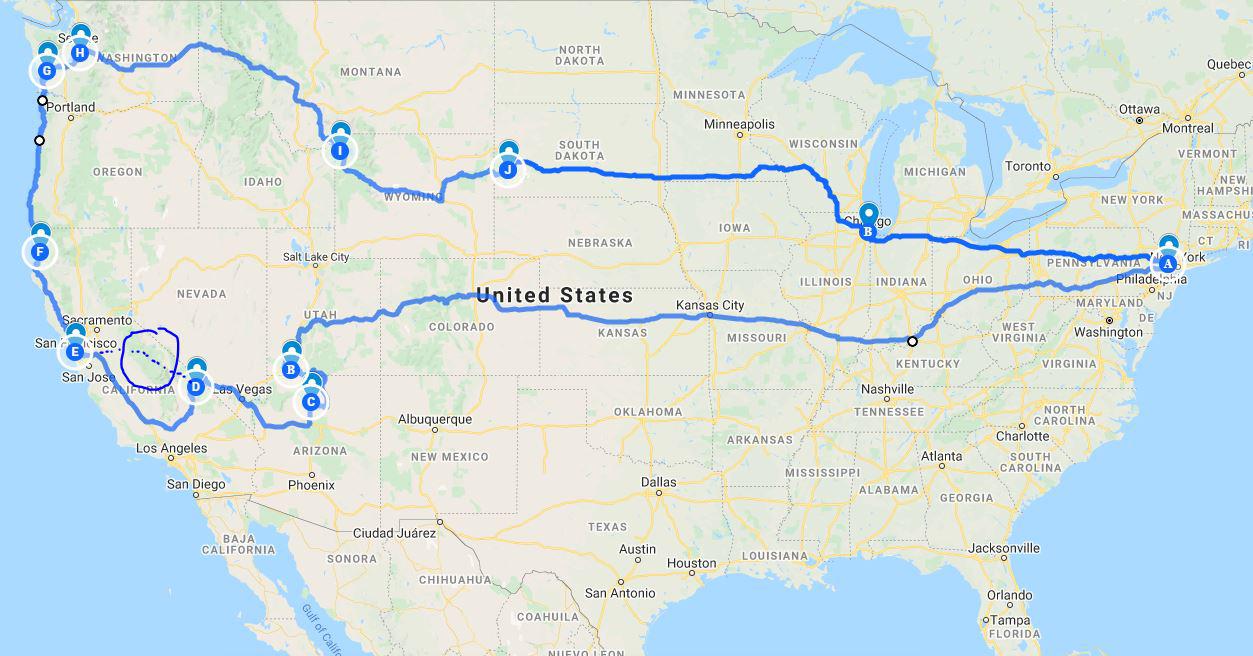 [HELP WANTED] First CrossCountry Road trip (NJ > CA) for July r