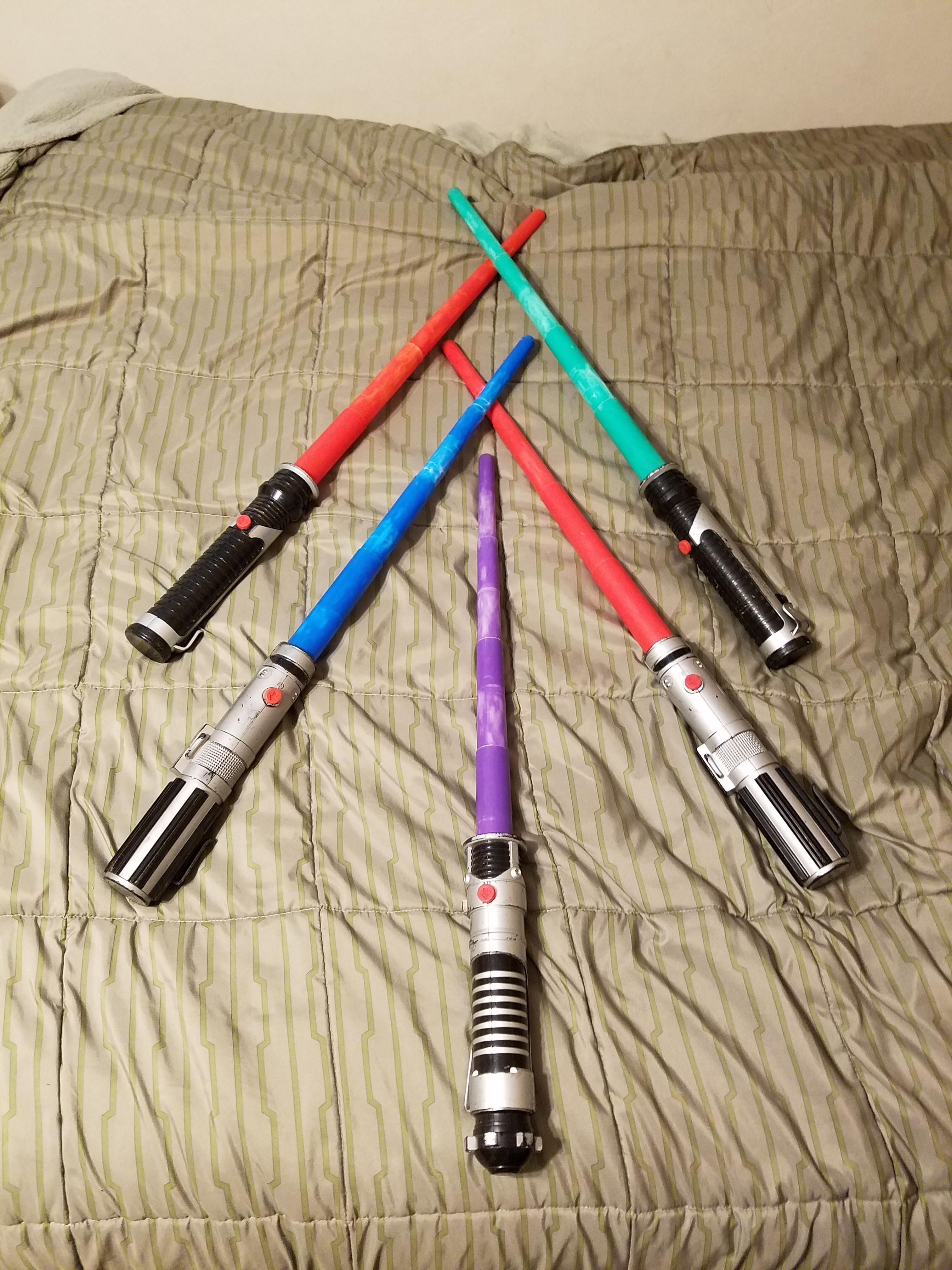 I found my old Hasbro lightsabers in my basement earlier today r/StarWars