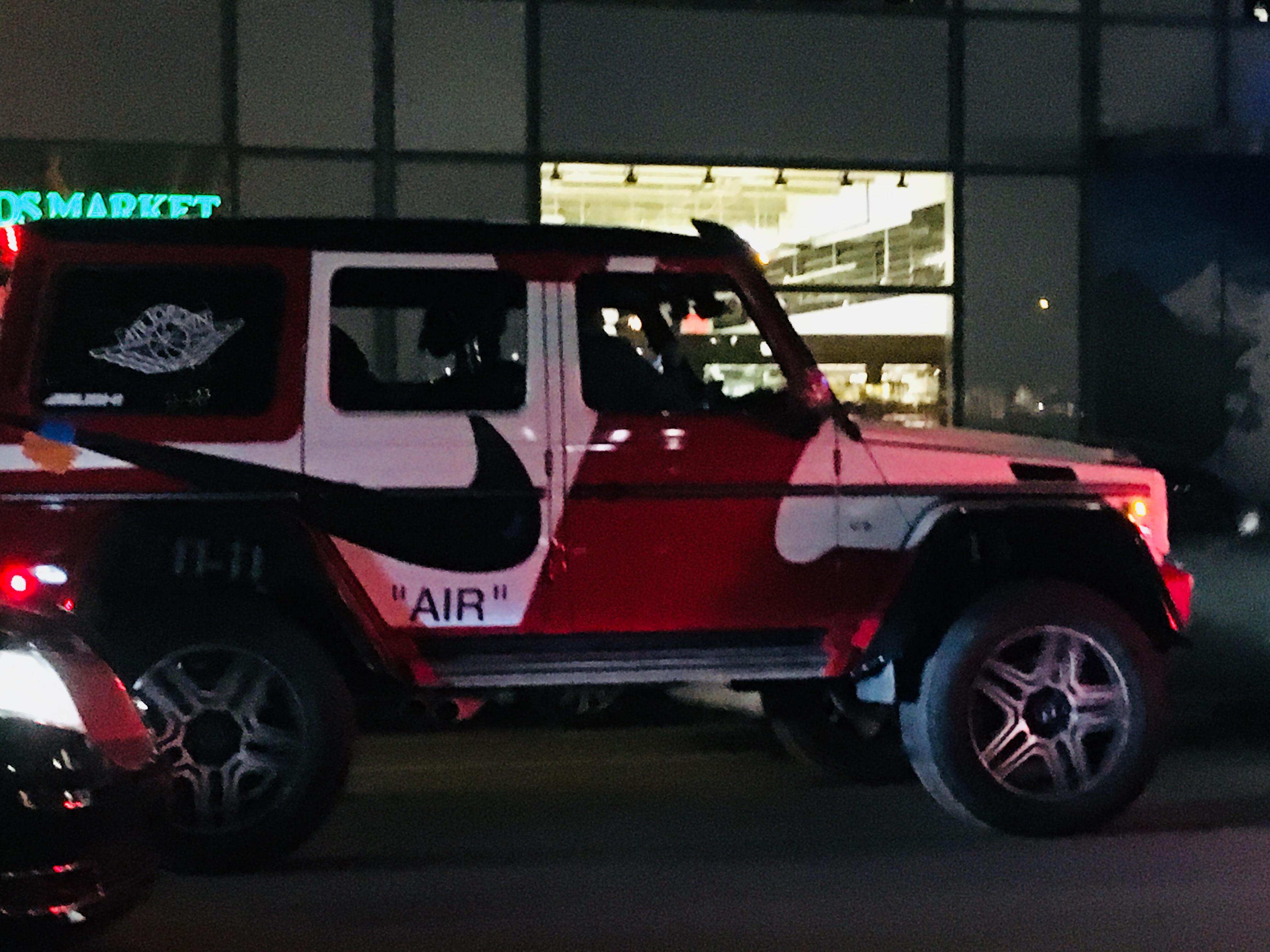 On W 42nd, and I see this Off White Mercedes G Wagon r/Sneakers