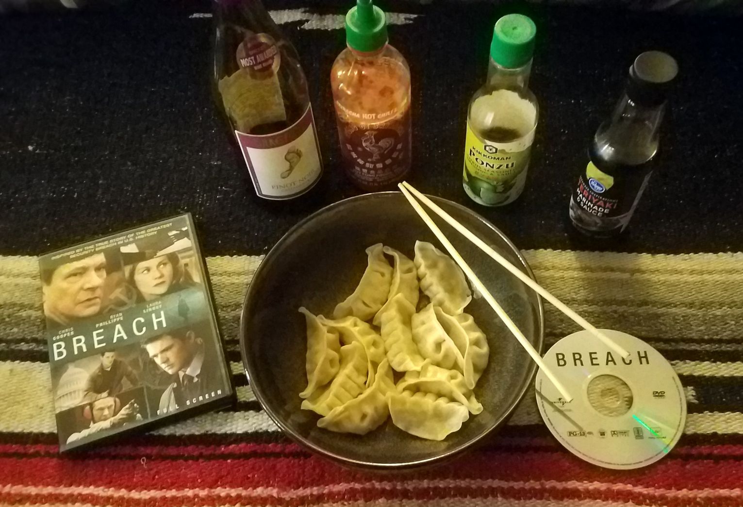 Dinner and Movie series part 4 Frozen chicken potstickers and Breach