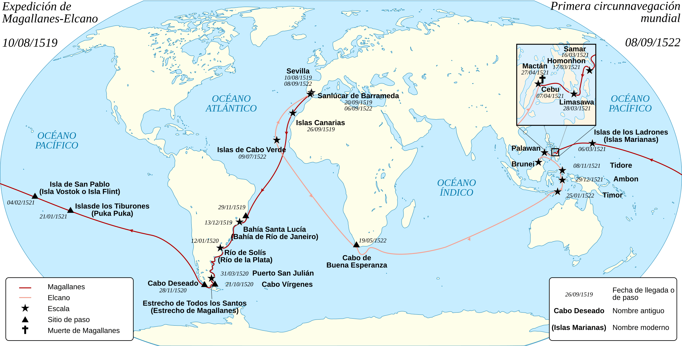 First world circumnavigation of Ferdinand de Magellan and Juan