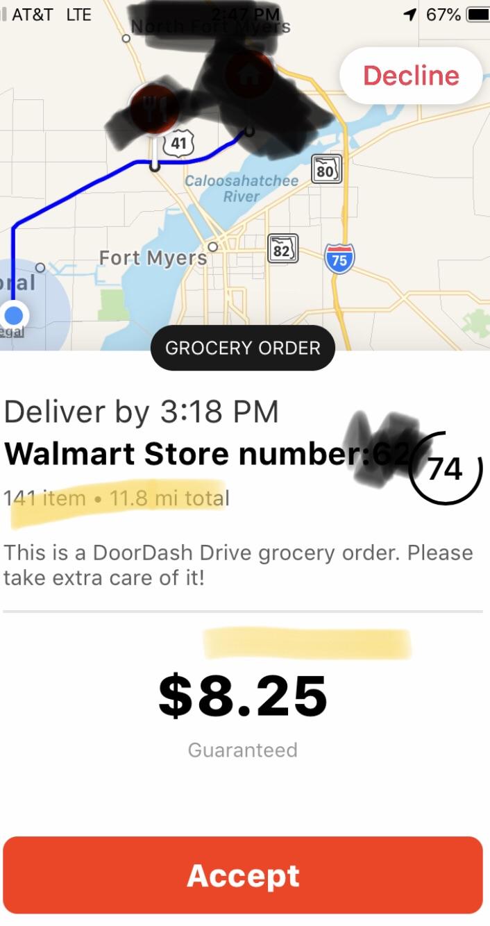 I’ll just leave this order I got offered here. doordash