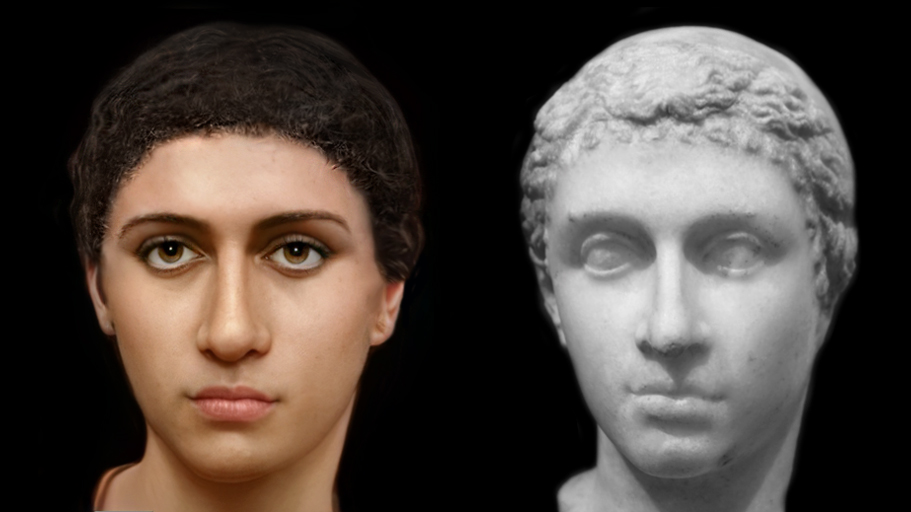 Face reconstruction of Cleopatra based on the Berlin bust, made around the time of her visits to