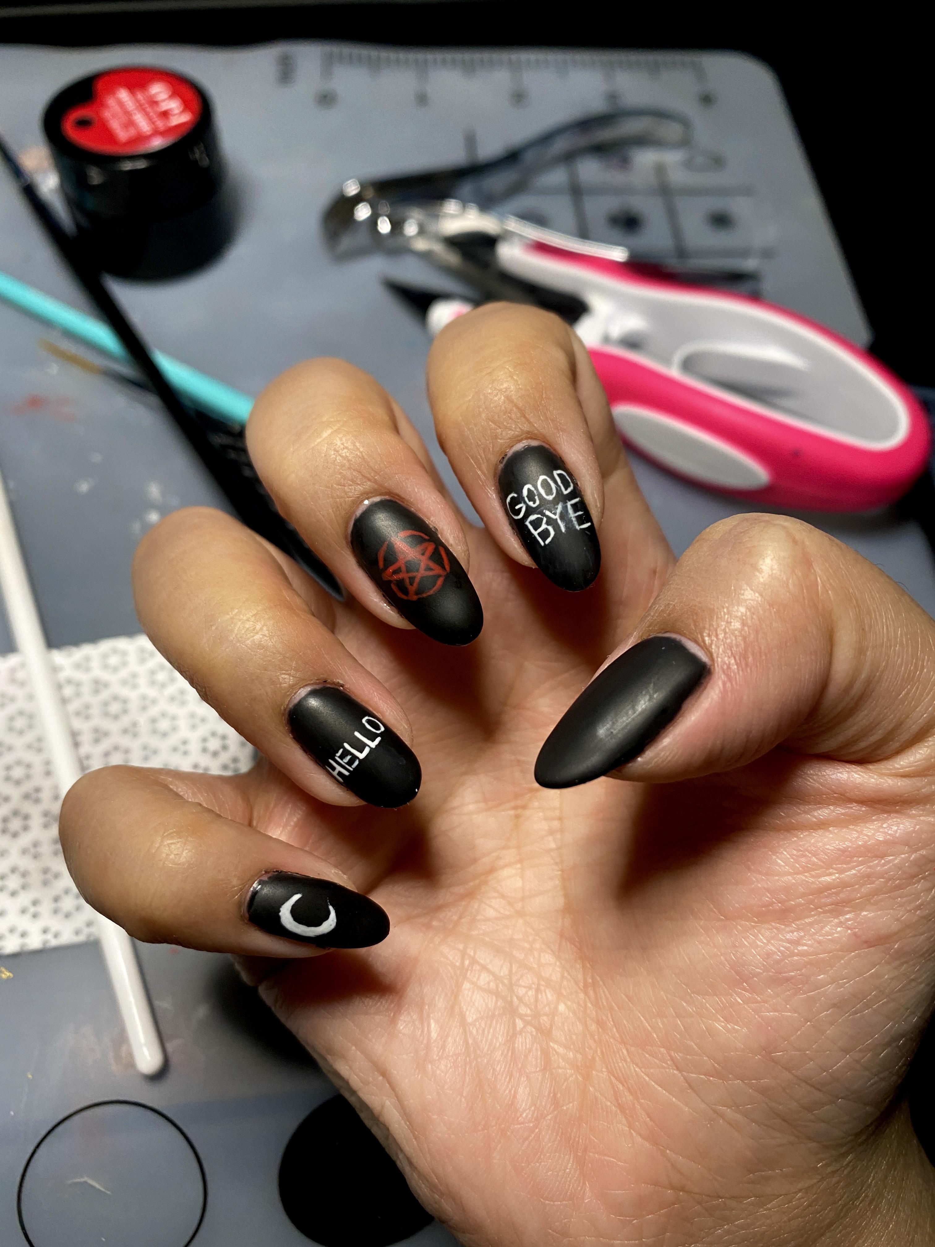 Ouija Nails (best left handed freehand I’ve ever done tho I gave up on