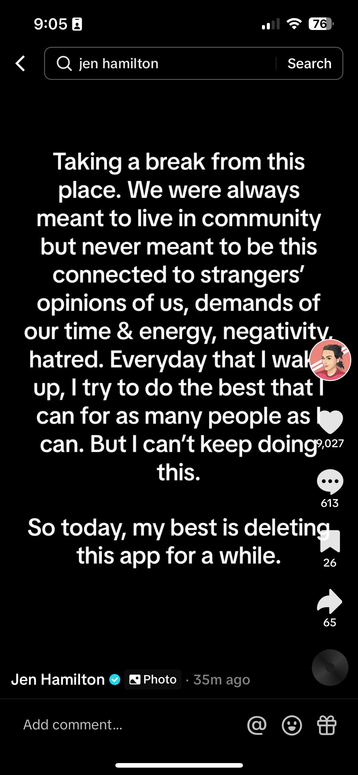 What happened with Jen Hamilton? : tiktokgossip