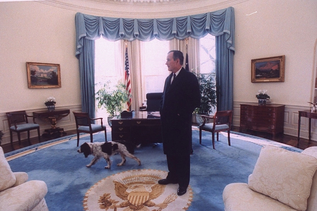 President HW Bush Standing in Oval Office on Final Day. 1993