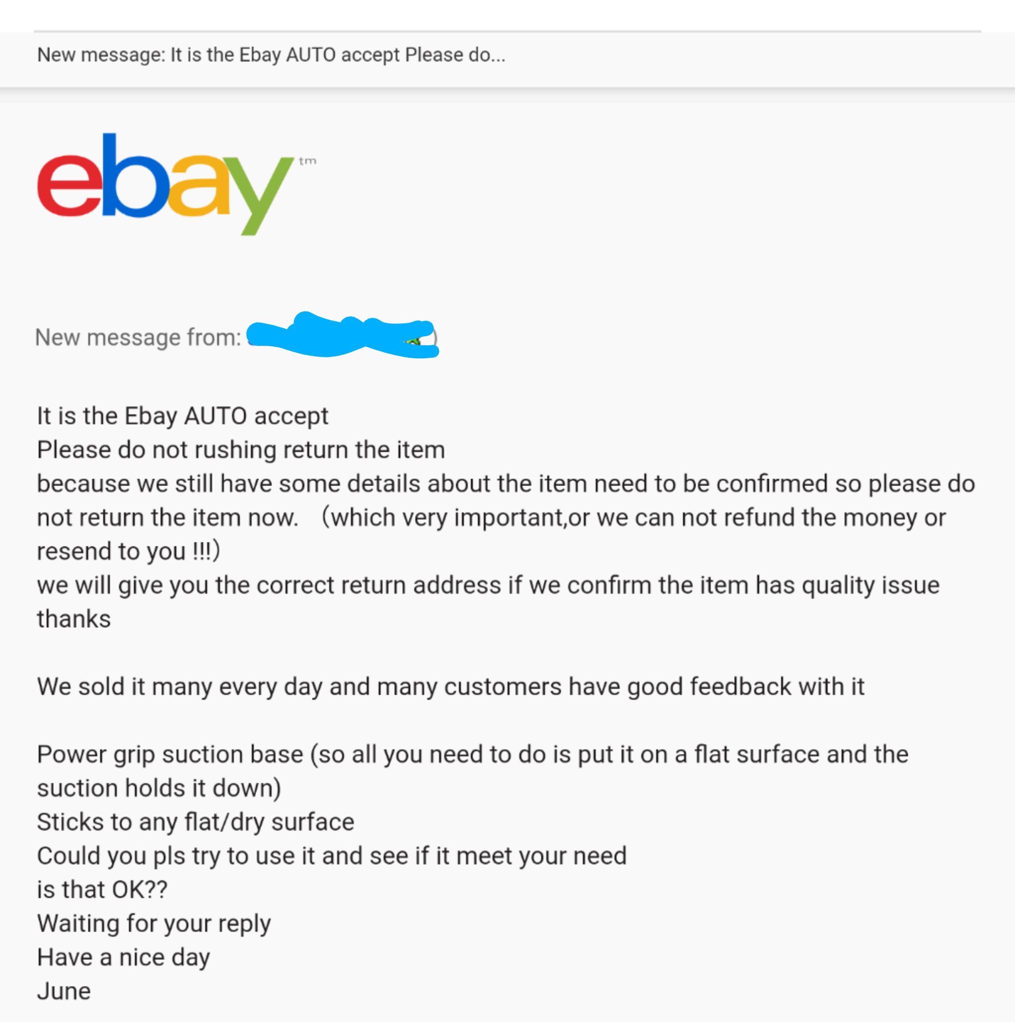 I bought an item that was listed as being name brand. They sent me an