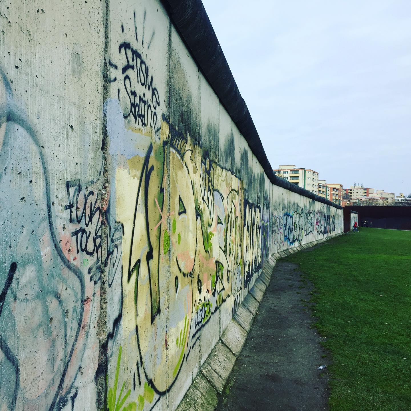 A stillstanding section of the Berlin Wall seen from the Eastern side