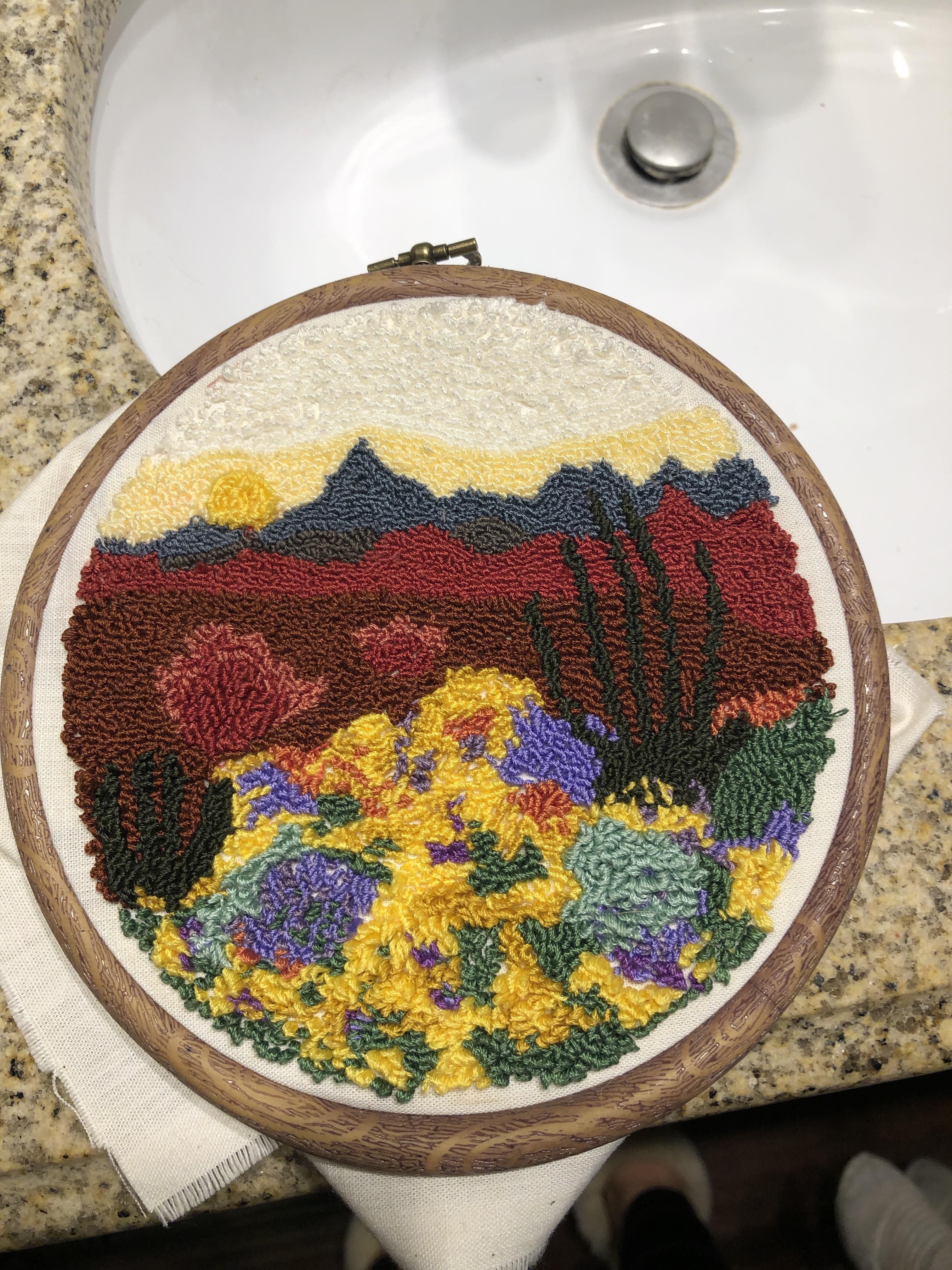 I’m addicted to punch needle embroidery my latest landscape r/Embroidery