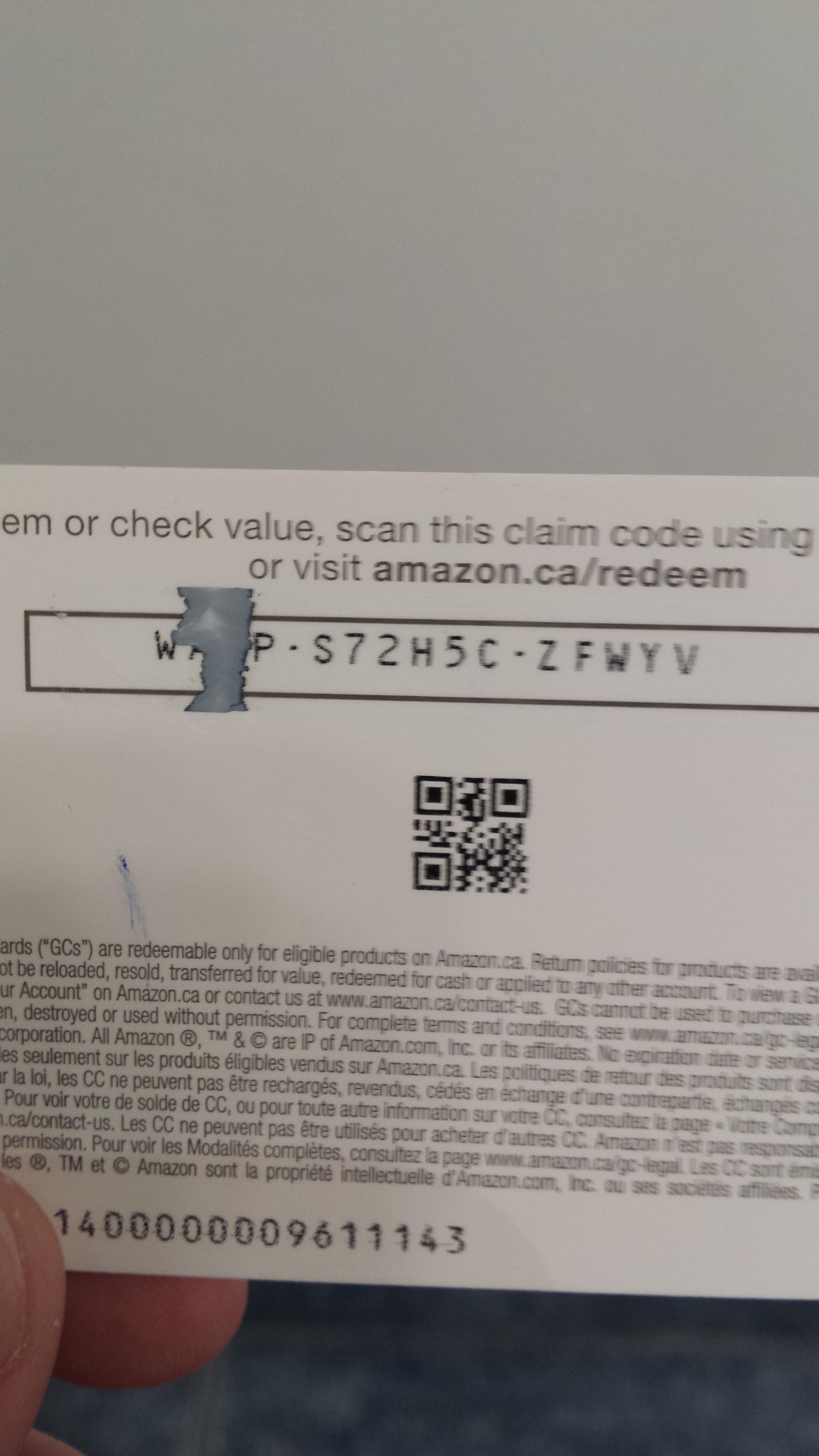 amazon gift card didn't peel right and this part won't come off r