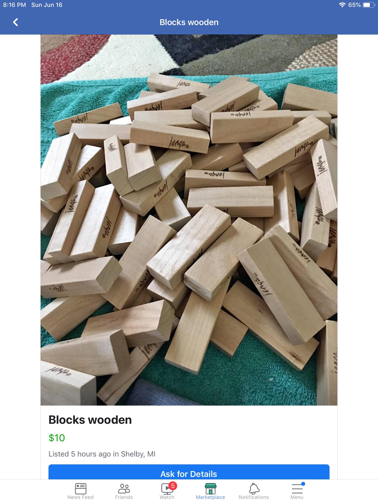 Wooden Blocks for sale on FB marketplace. r/facepalm