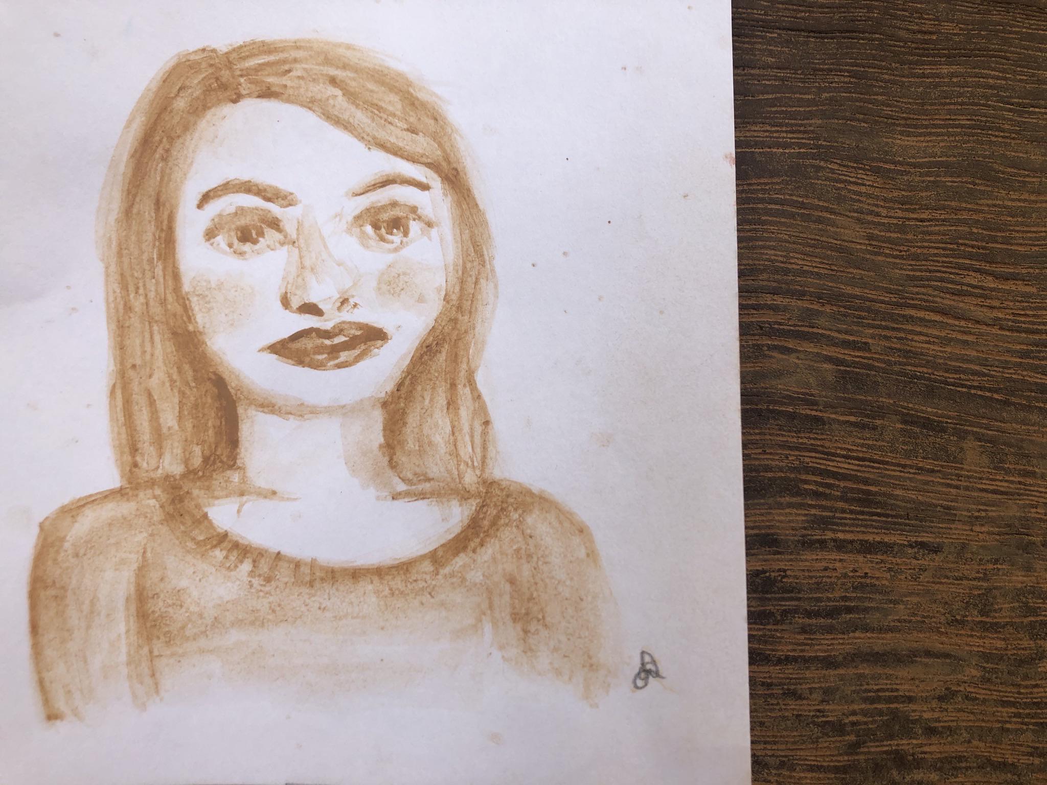 Orange lady painted using the dust covering Melbourne r/melbourne