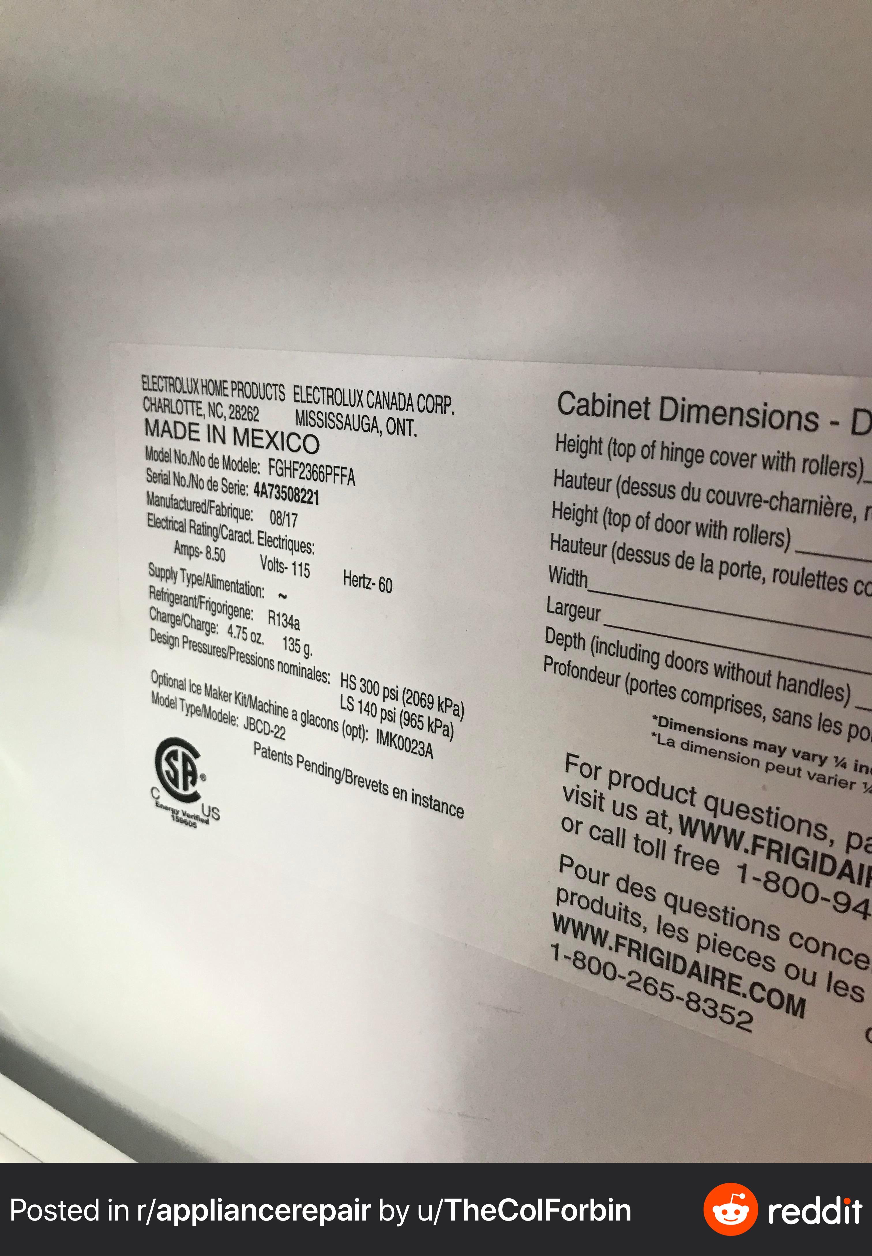 Frigidaire model FGHF2366PFFA Not Dispensing Water Please Help r