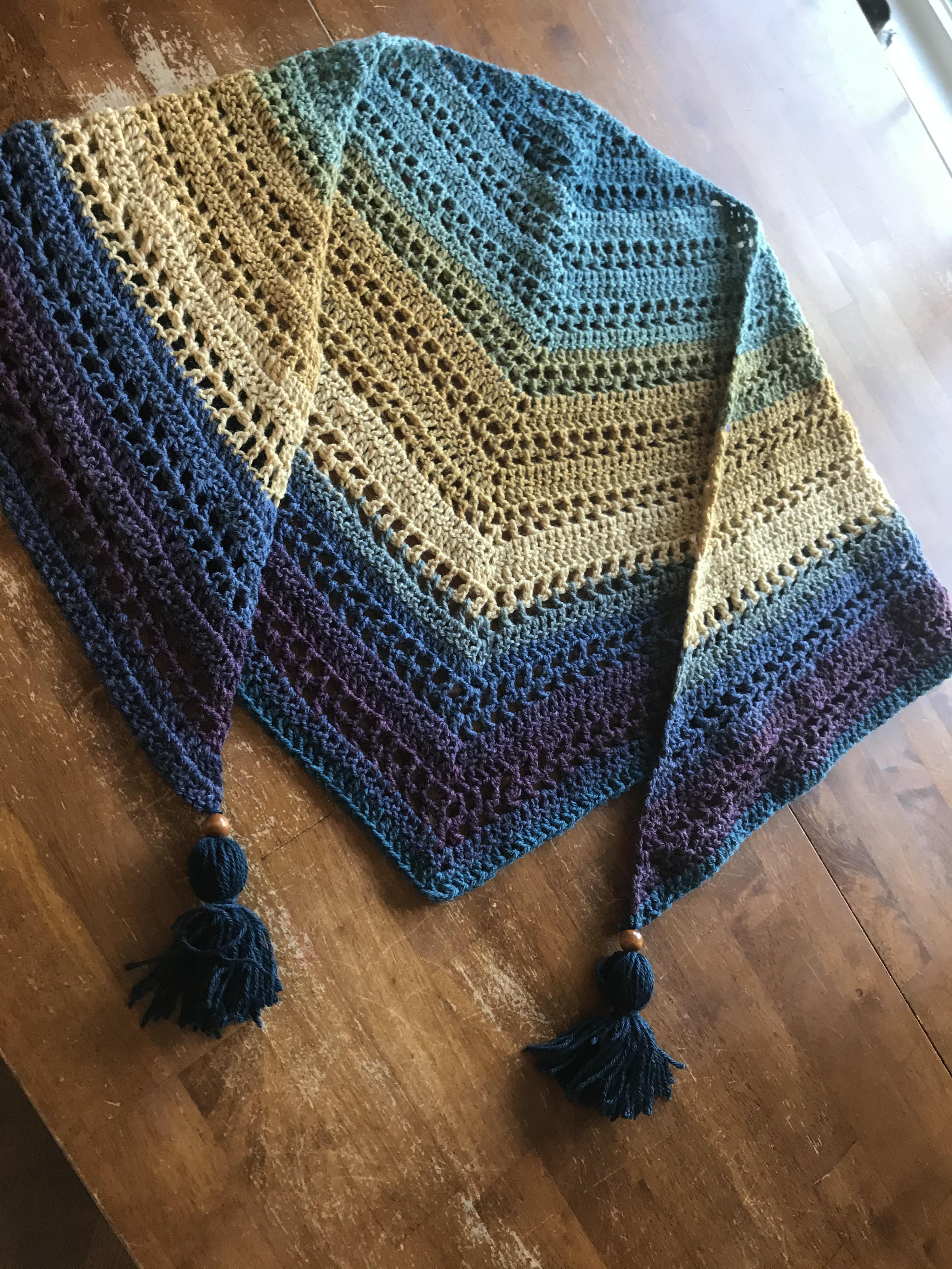 My first shawl that I made for my little sister for Christmas r/crochet